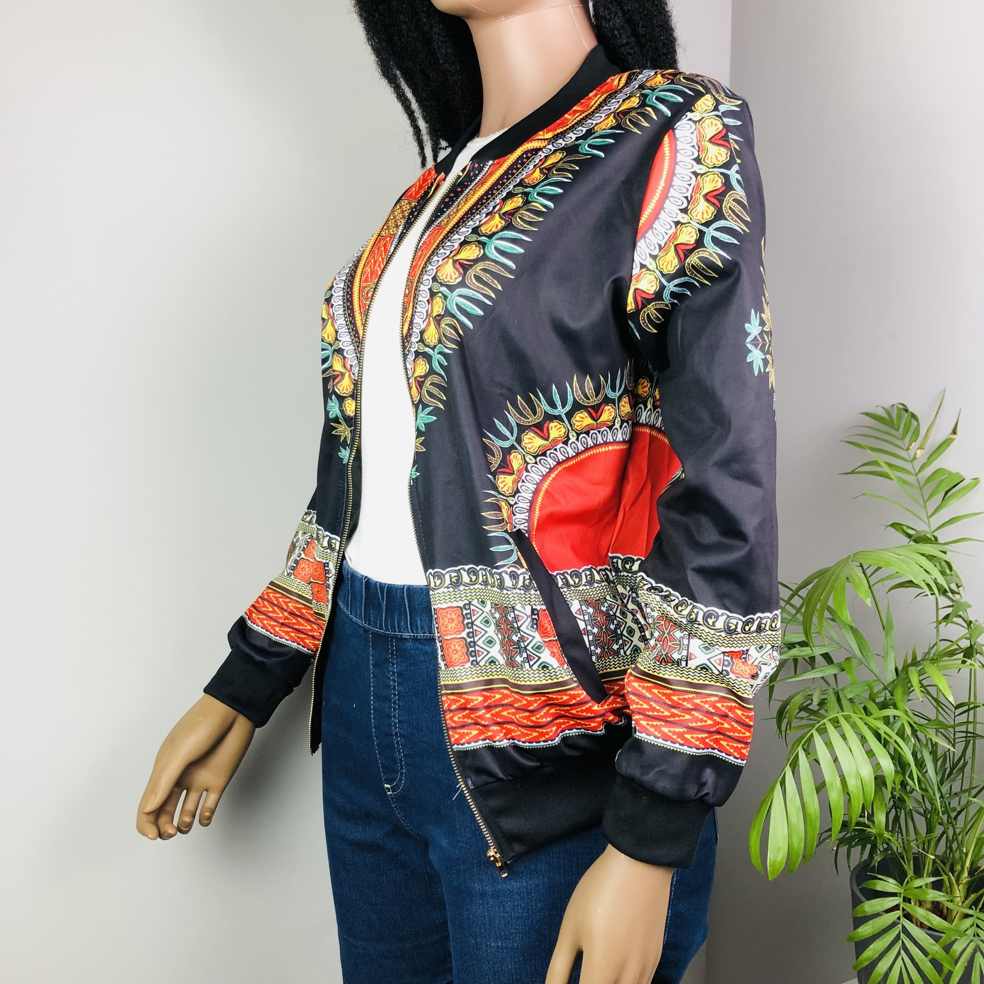 Dashiki Lightweight Bomber Jacket - black - Image 12