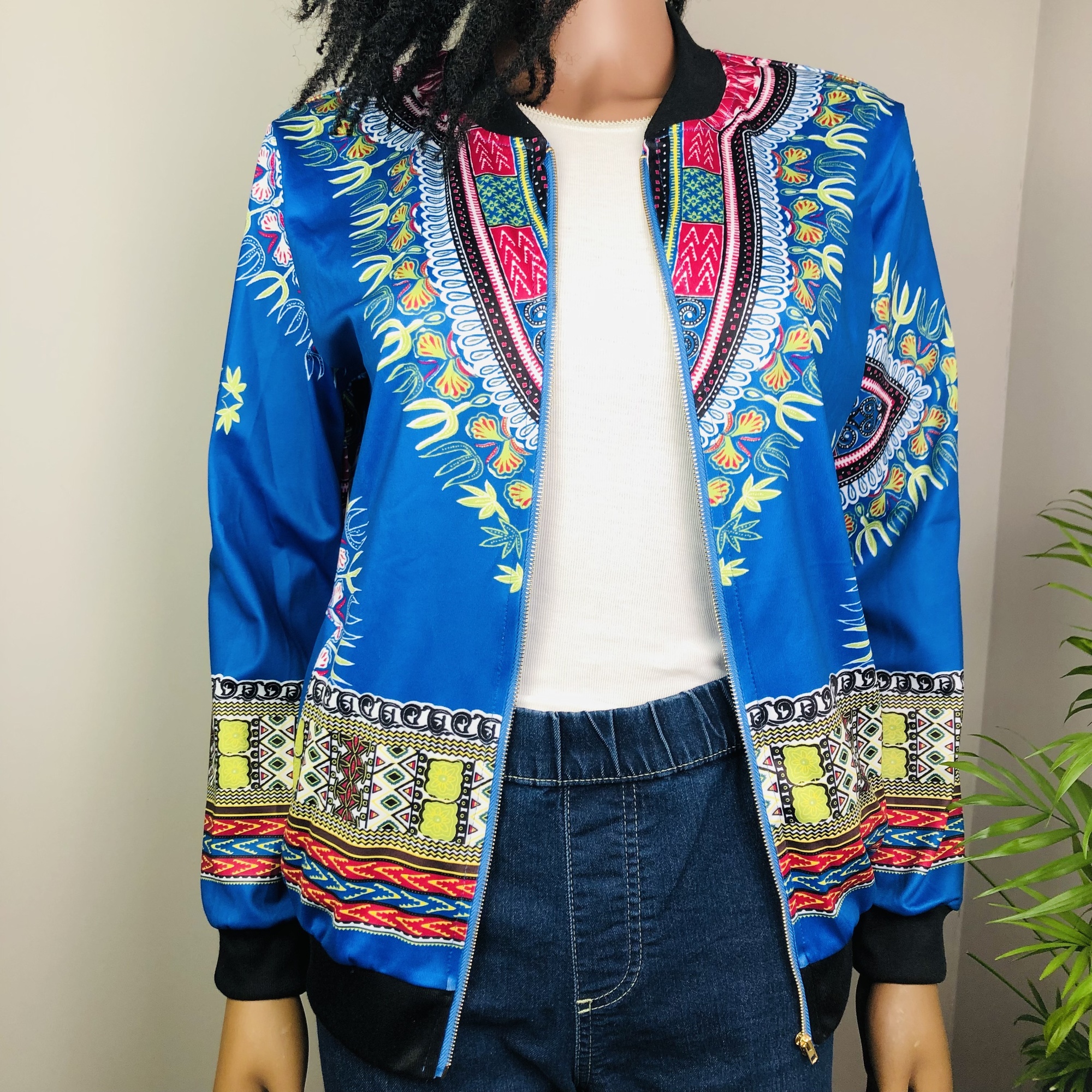 Dashiki Lightweight  Bomber Jacket - blue