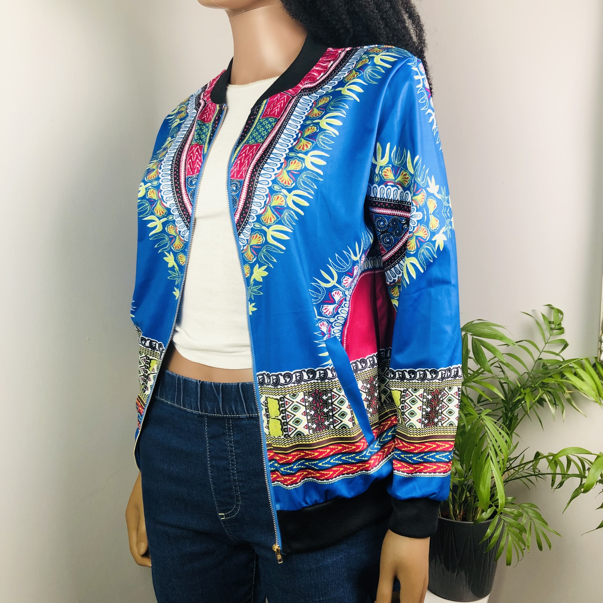 Dashiki Lightweight  Bomber Jacket - blue - Image 8