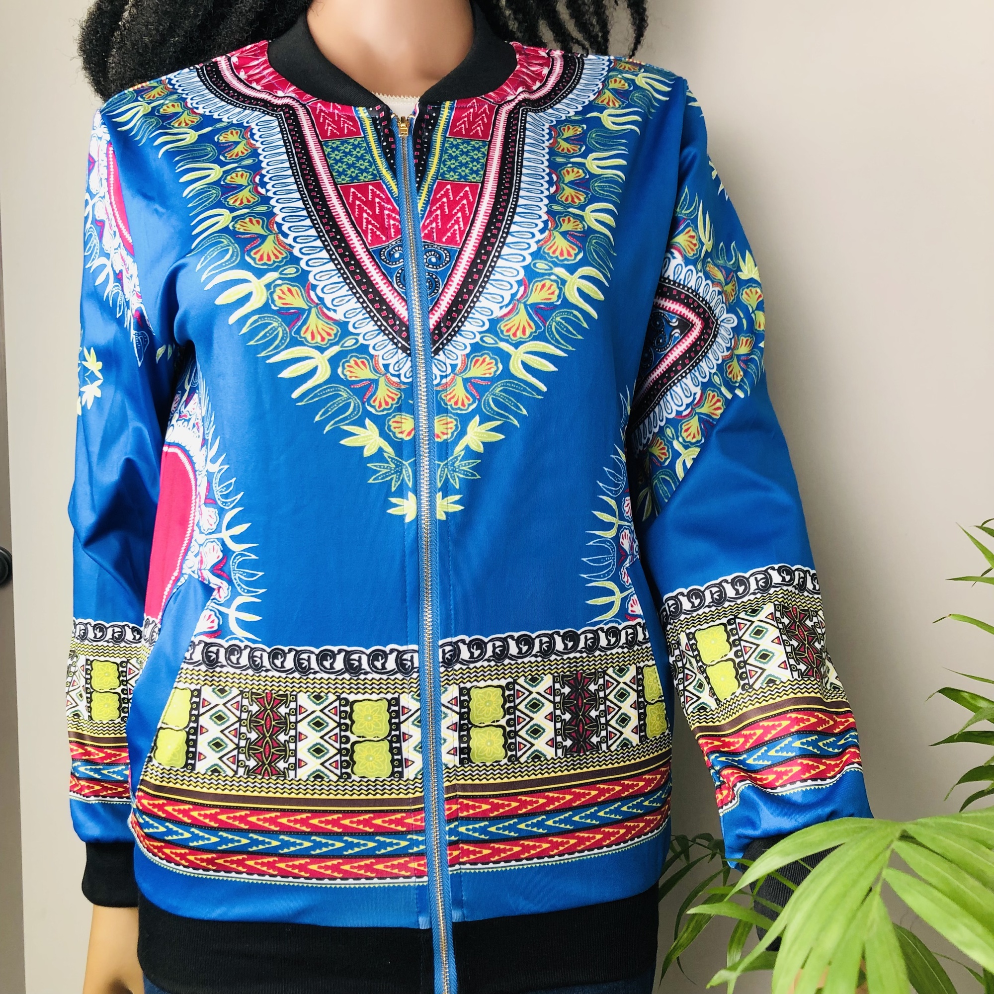 Dashiki Lightweight  Bomber Jacket - blue - Image 4