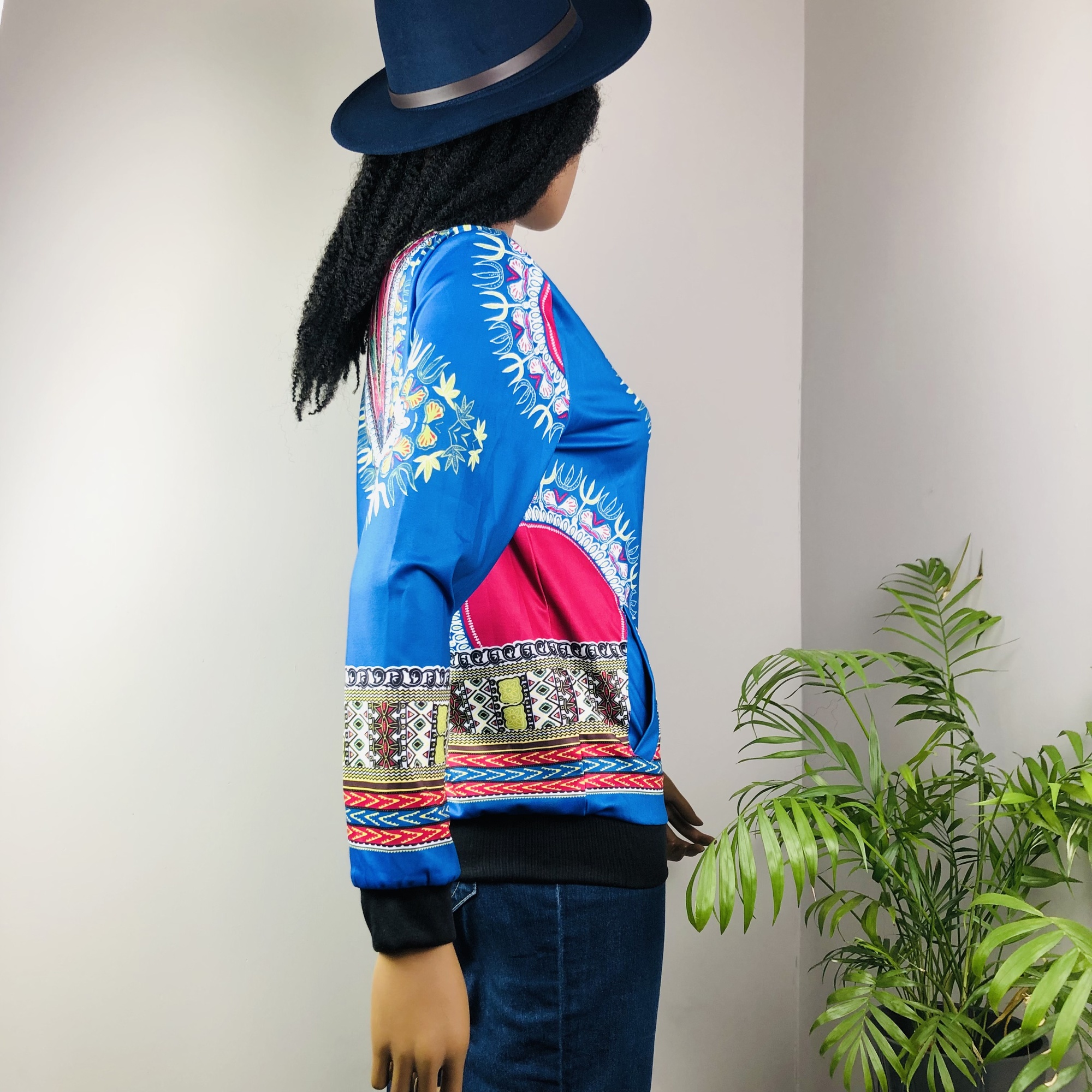 Dashiki Lightweight  Bomber Jacket - blue - Image 3
