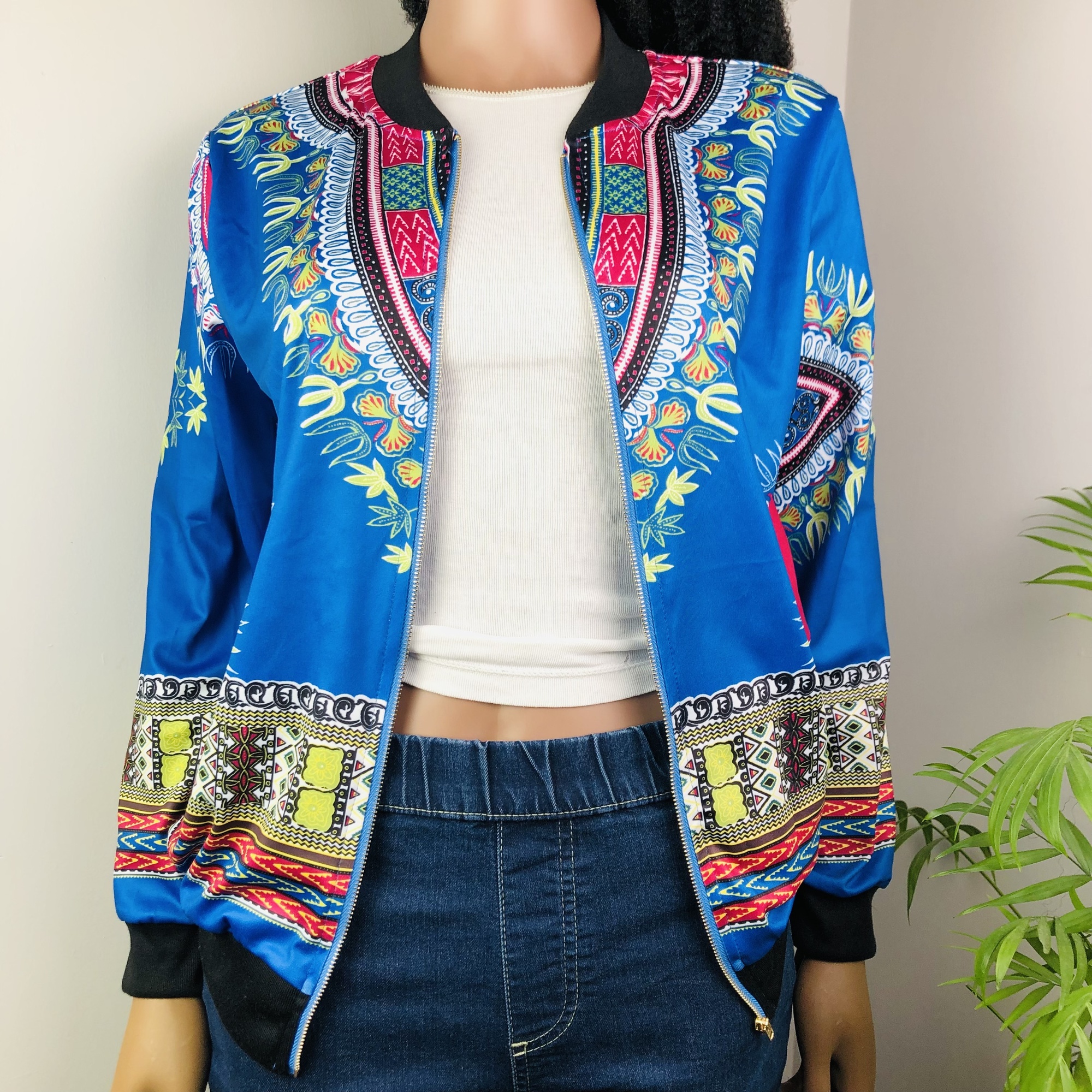Dashiki Lightweight  Bomber Jacket - blue - Image 7
