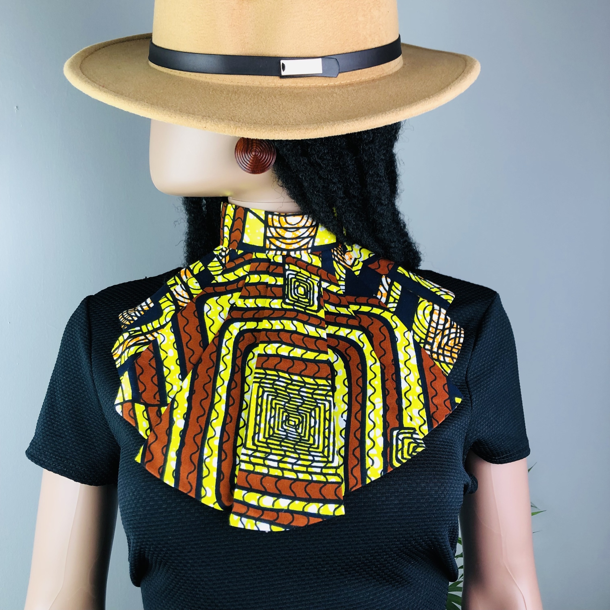 Esinsundu Style-fix Ladies African Print Jabot Neckpiece - Image 5