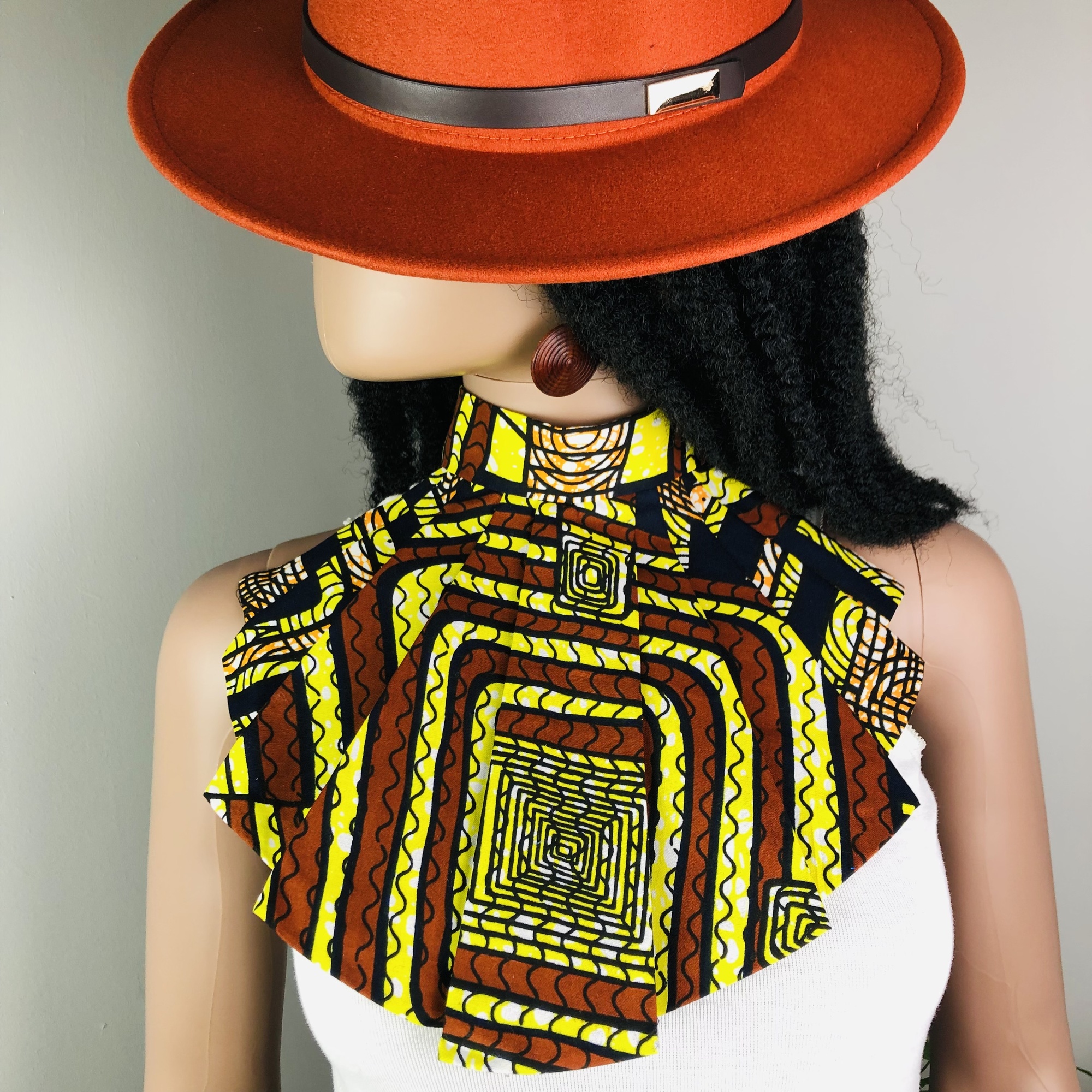 Esinsundu Style-fix Ladies African Print Jabot Neckpiece - Image 7
