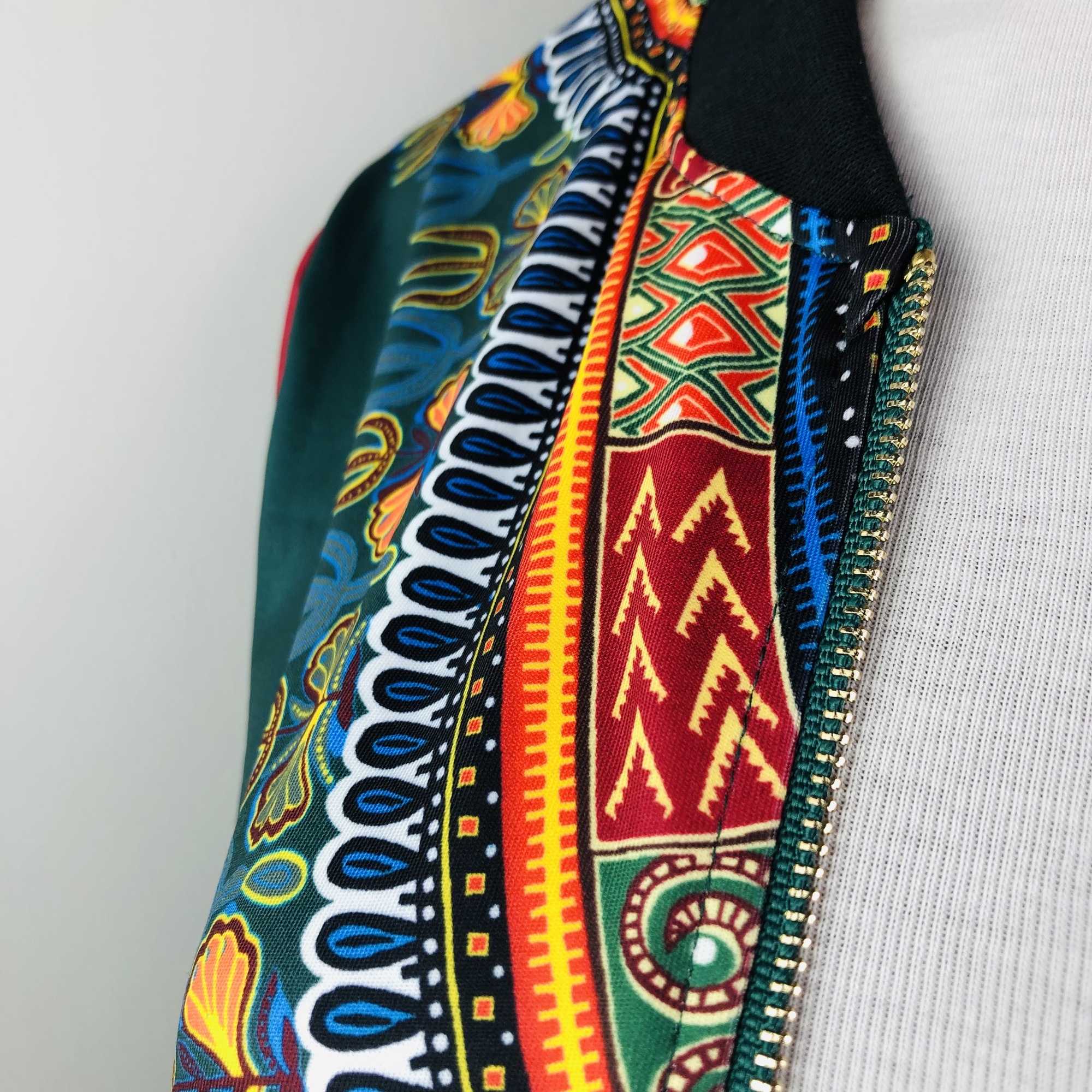 Dashiki Lightweight Bomber Jacket - Green - Image 4