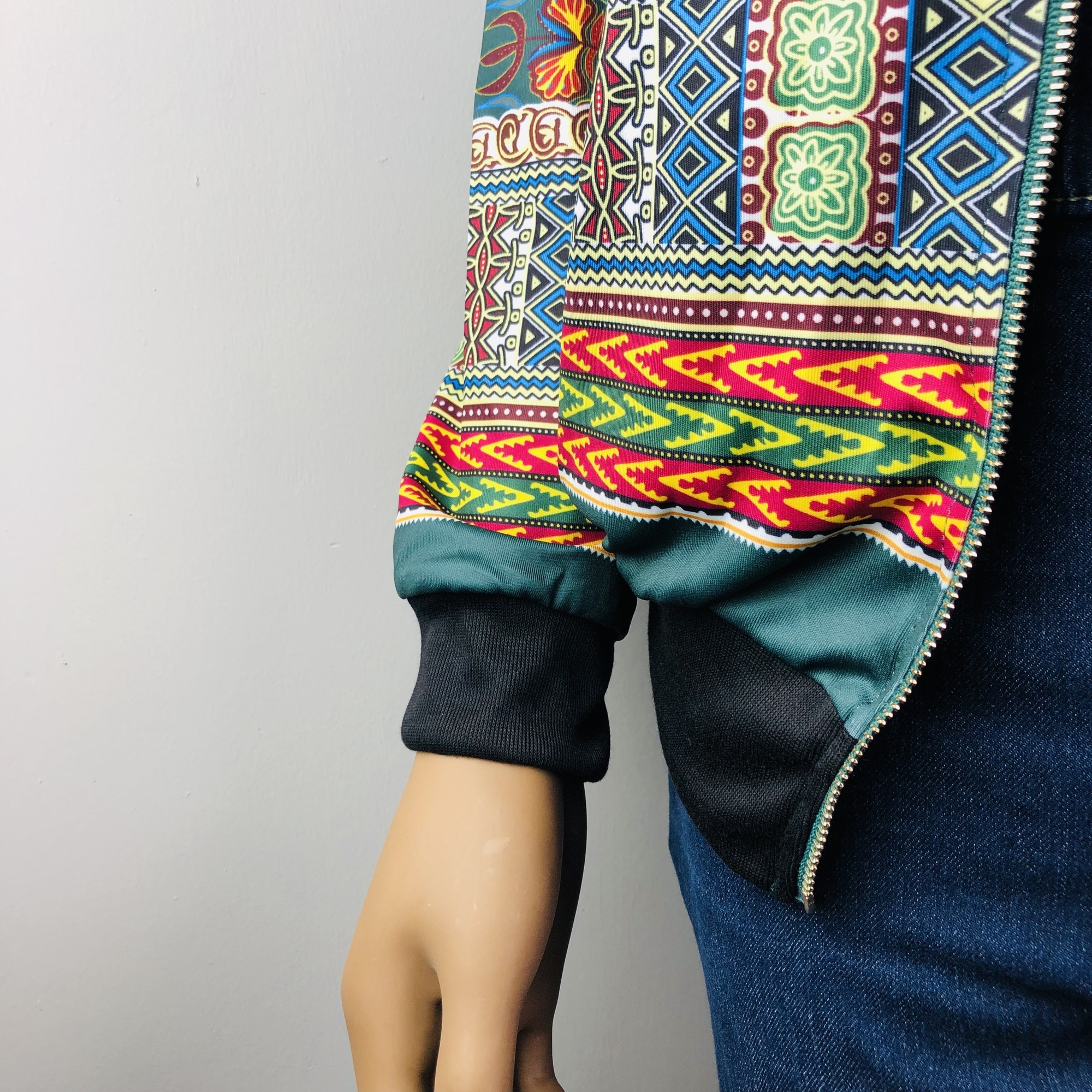 Dashiki Lightweight Bomber Jacket - Green - Image 5