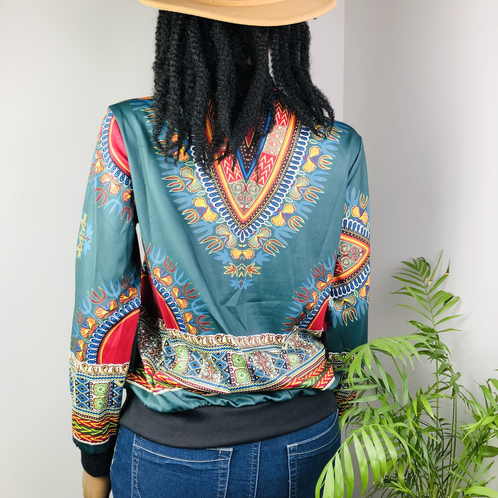 Dashiki Lightweight Bomber Jacket - Green - Image 6