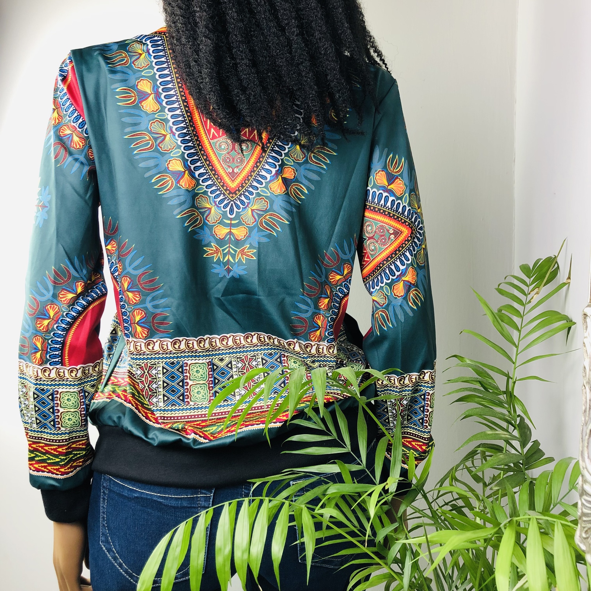 Dashiki Lightweight Bomber Jacket - Green - Image 10
