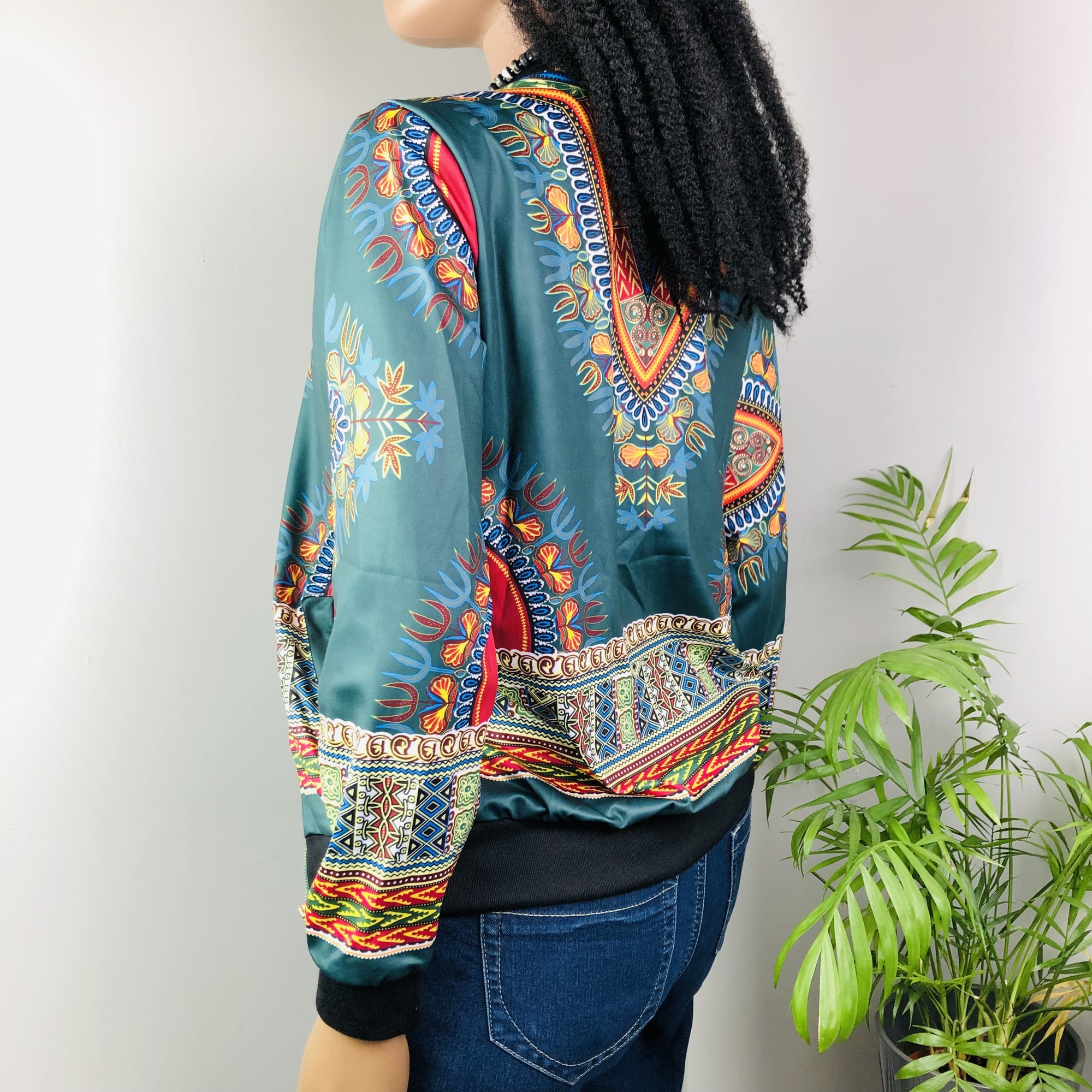 Dashiki Lightweight Bomber Jacket - Green - Image 11