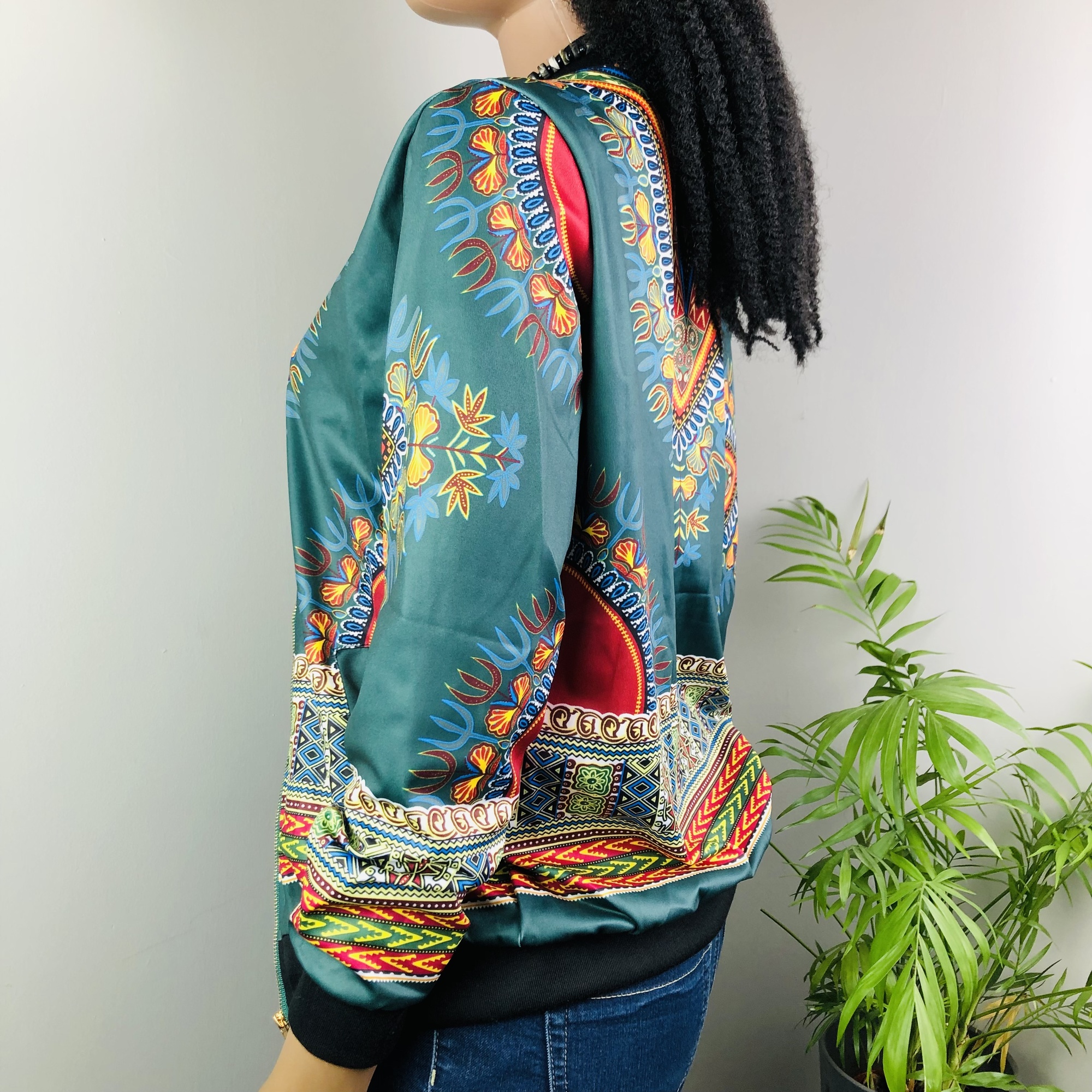 Dashiki Lightweight Bomber Jacket - Green - Image 12
