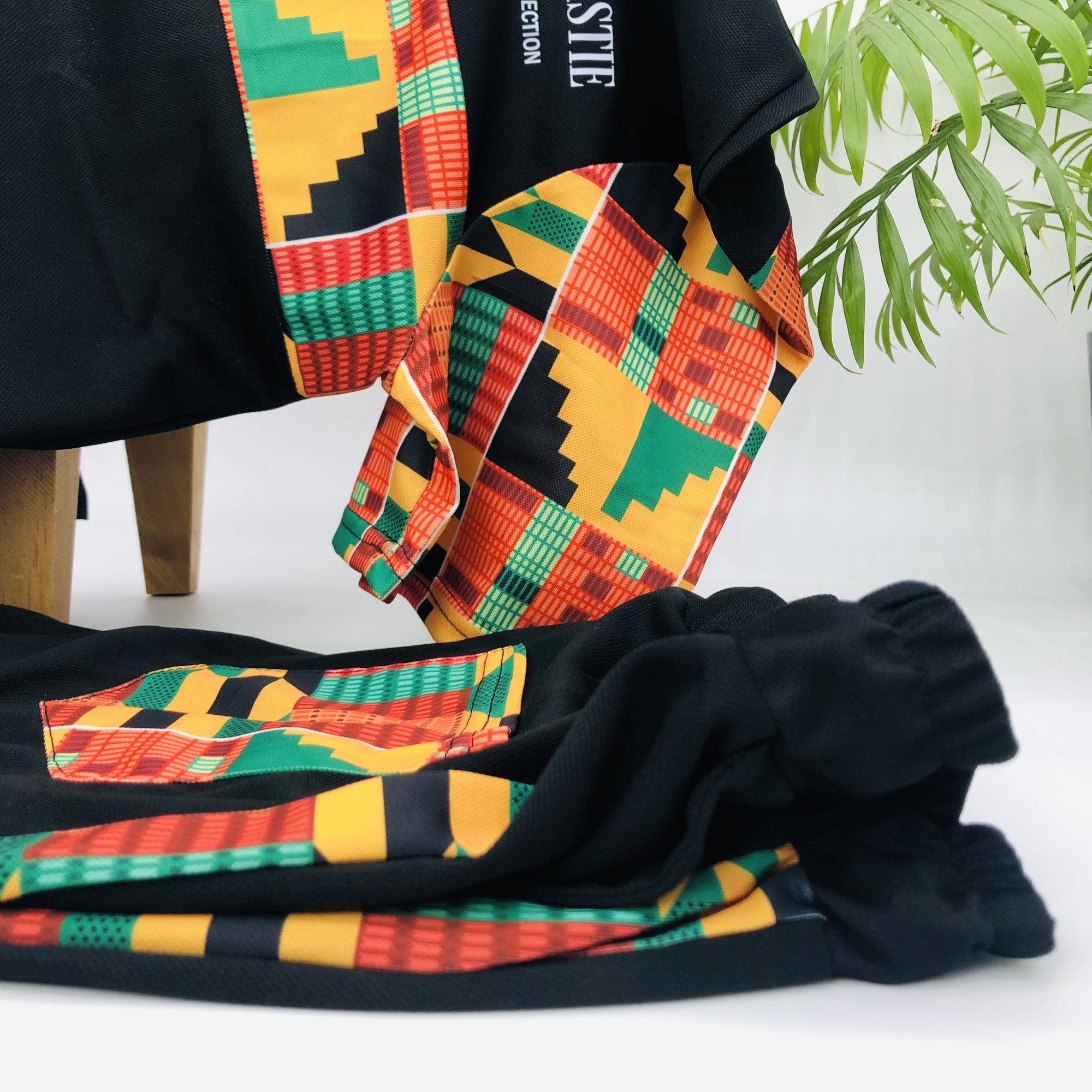 Black Kenterised 2-Piece Men's African Print Mesh Quick Dry Fitness Shorts and T-shirt - Image 6