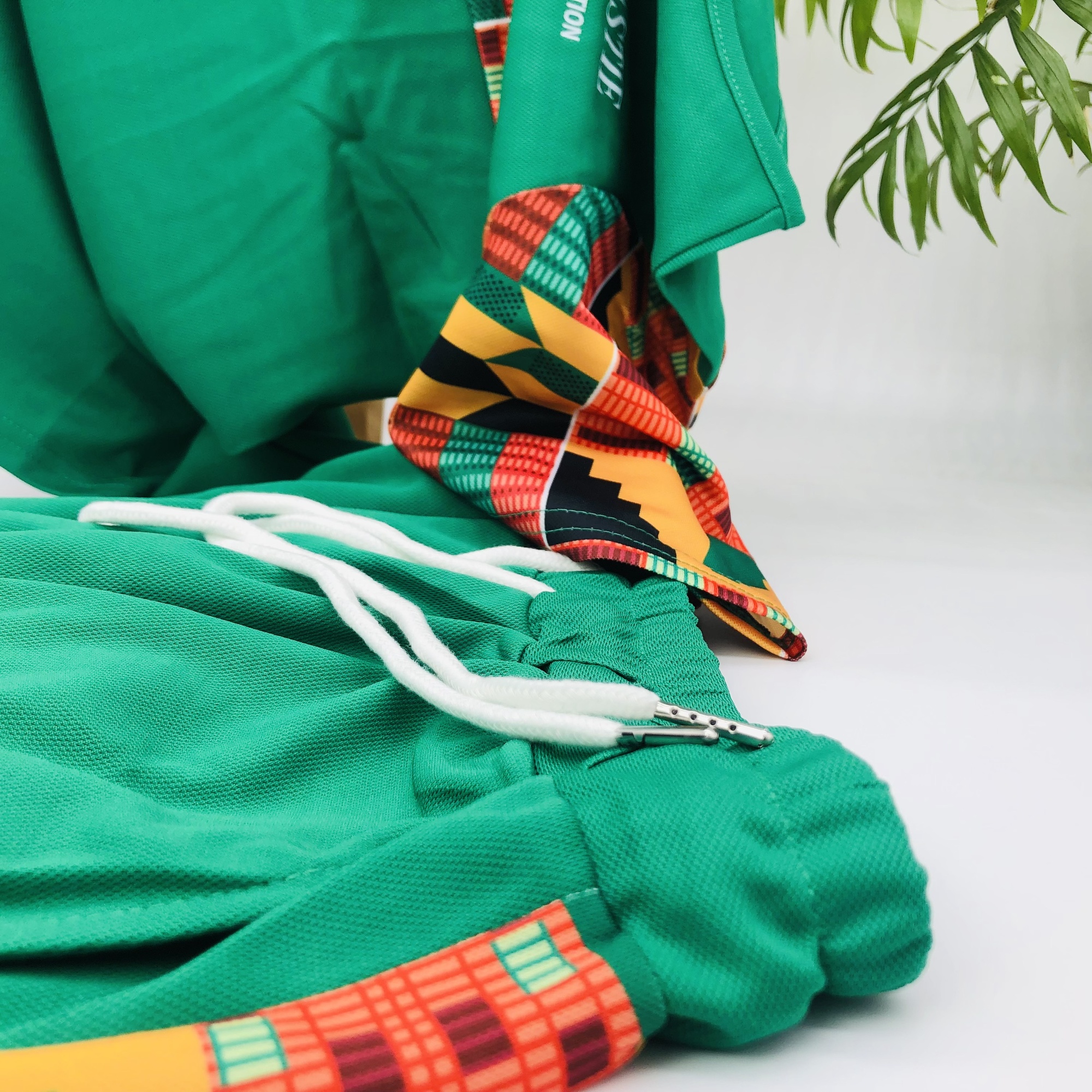 Green Kenterised 2-Piece Men's African Print Mesh Quick Dry Fitness Shorts and T-shirt - Image 5