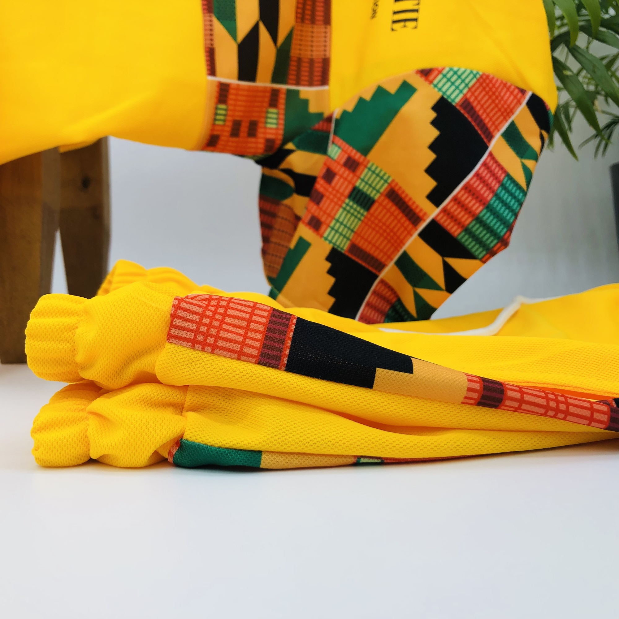 Yellow Kenterised 2-Piece Men's African Print Mesh Quick Dry Fitness Shorts and T-shirt - Image 4