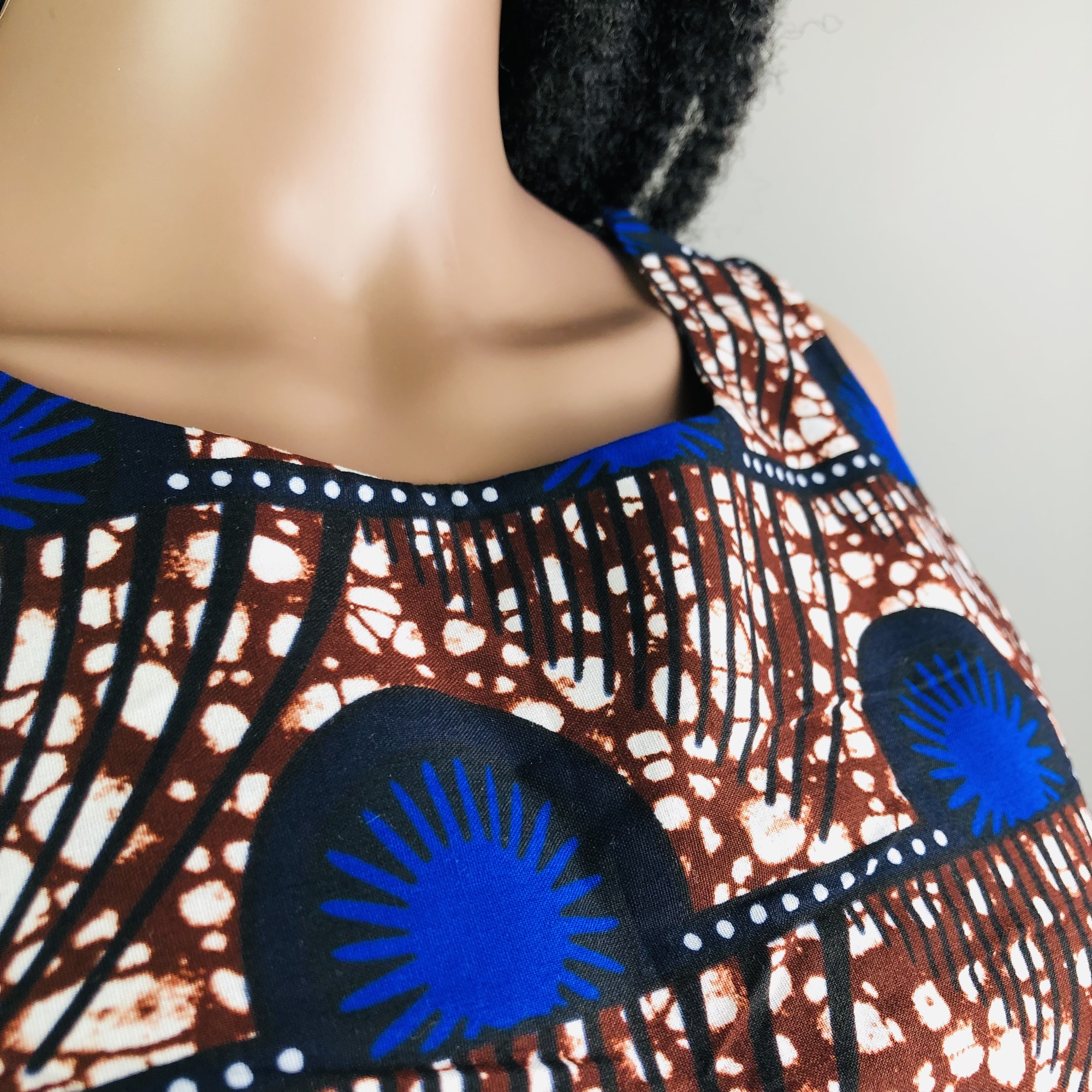 Mwezi African Print Sleeveless Round Neckline Top  - Image 3