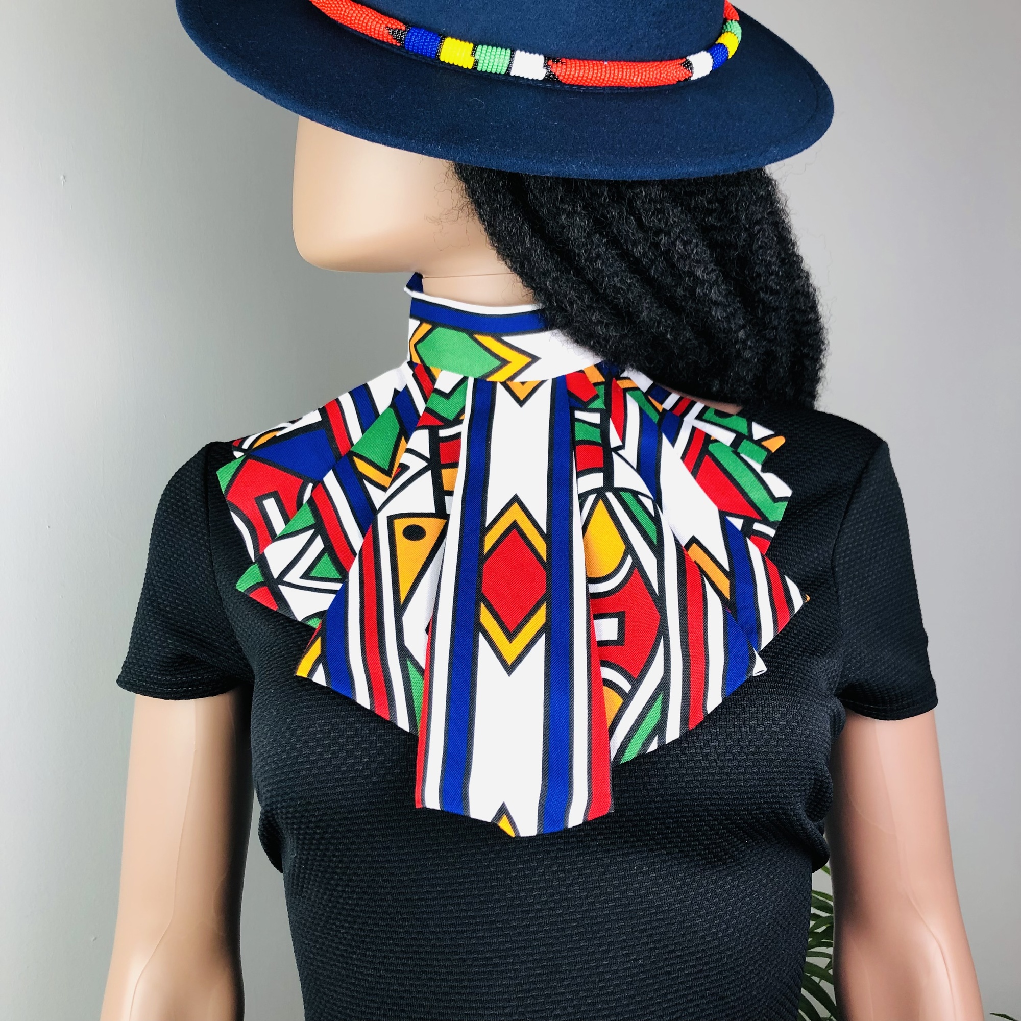 Ndebele Style-fix Ladies African Print Jabot Neckpiece