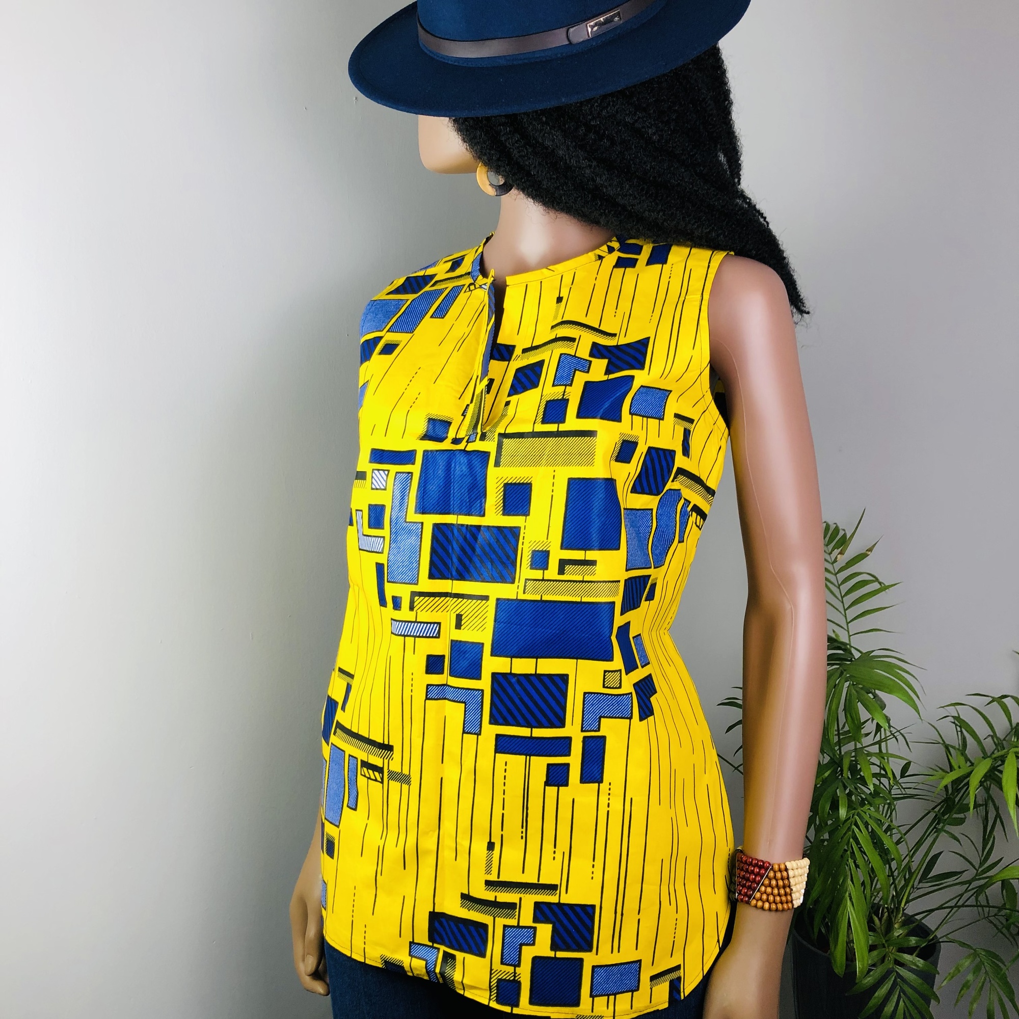 Njano Ankara sleeveless top