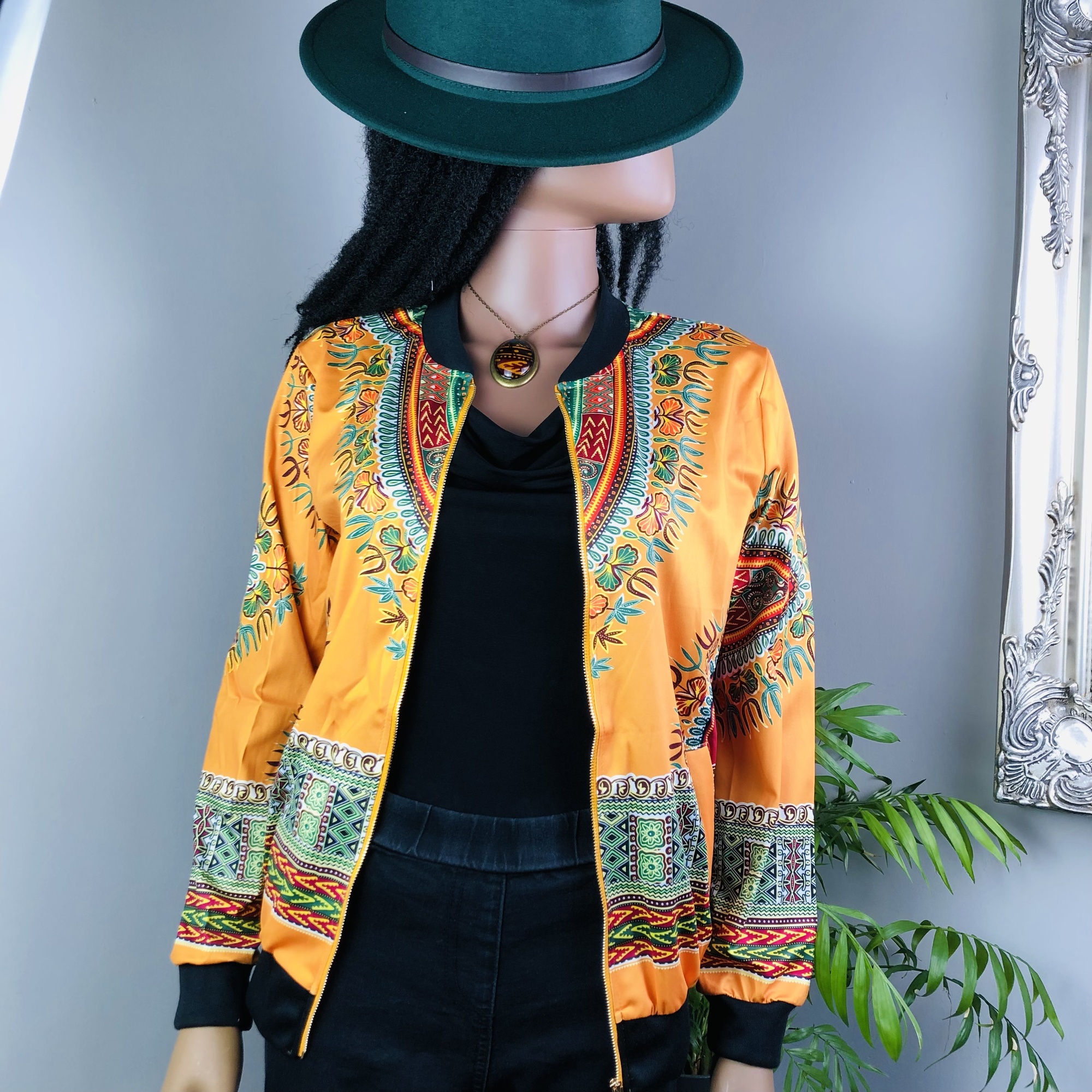 Dashiki Lightweight Bomber Jacket  - orange - Image 5