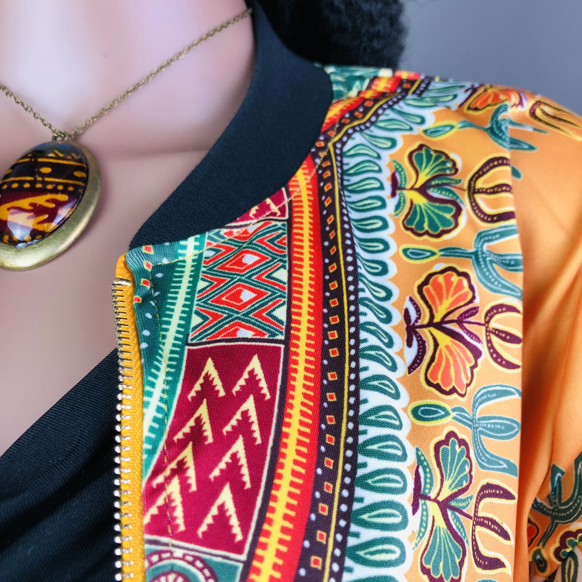 Dashiki Lightweight Bomber Jacket  - orange - Image 4