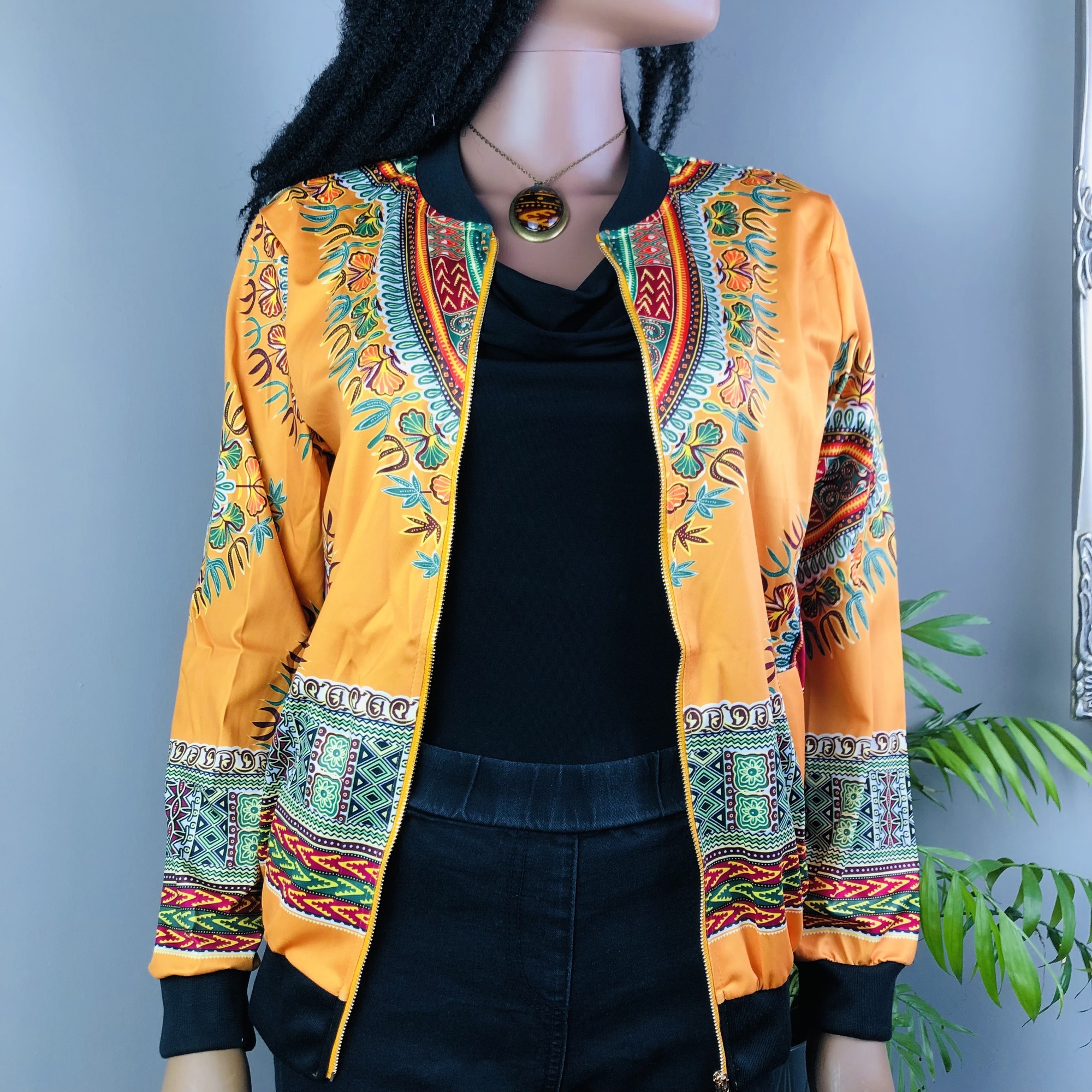 Dashiki Lightweight Bomber Jacket  - orange