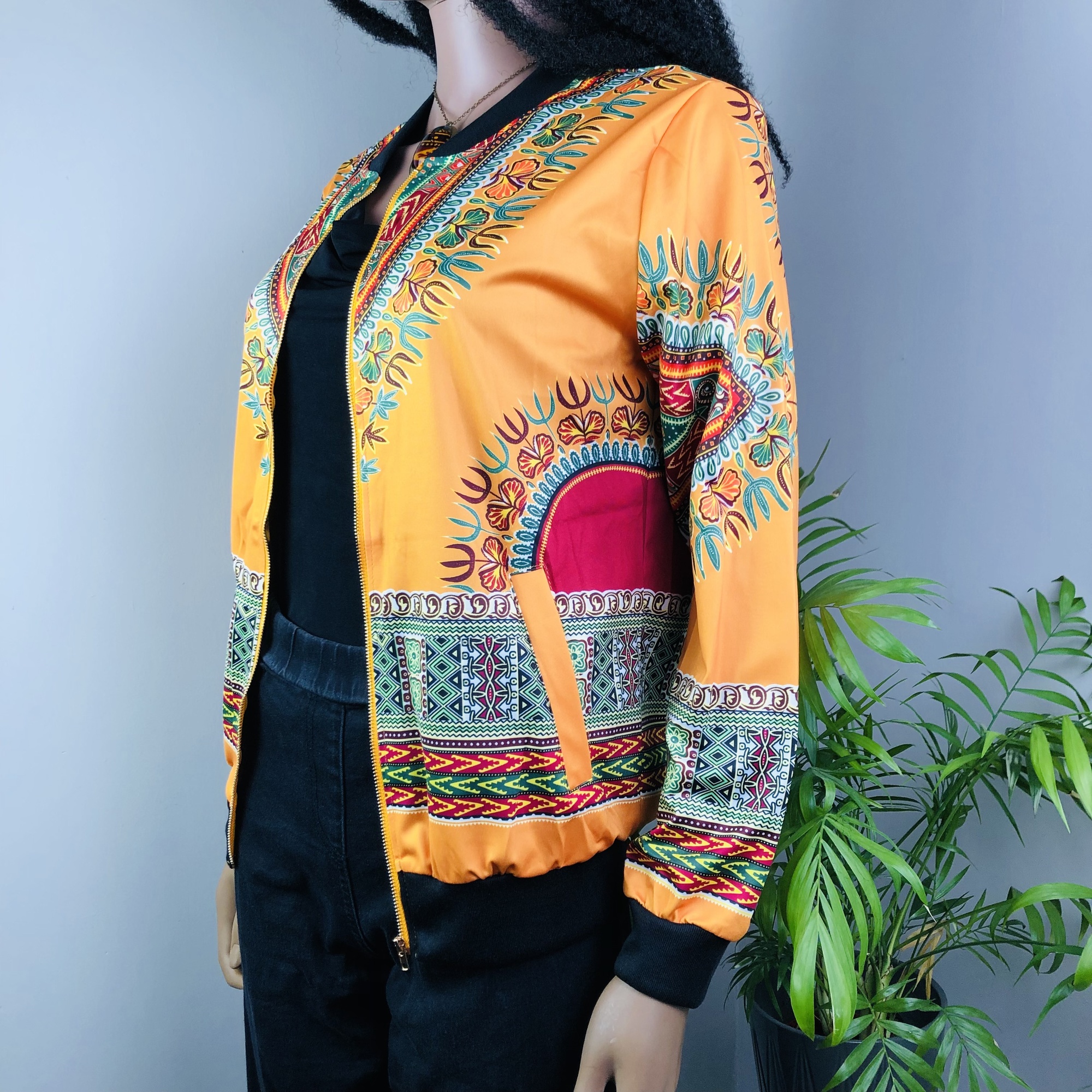 Dashiki Lightweight Bomber Jacket  - orange - Image 7