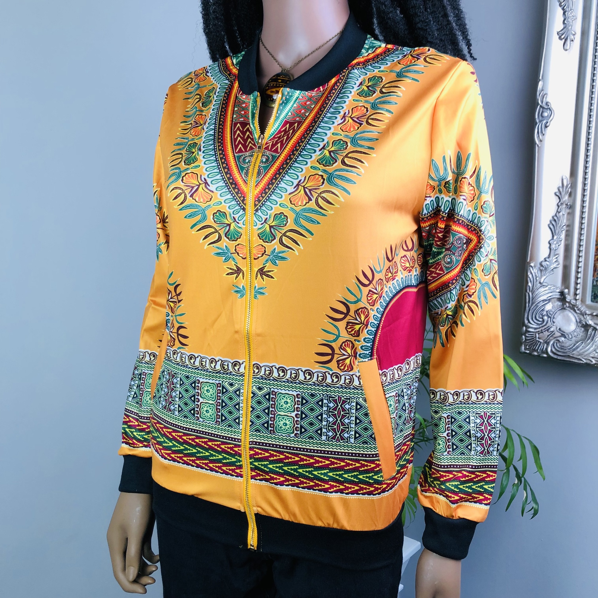 Dashiki Lightweight Bomber Jacket  - orange - Image 9