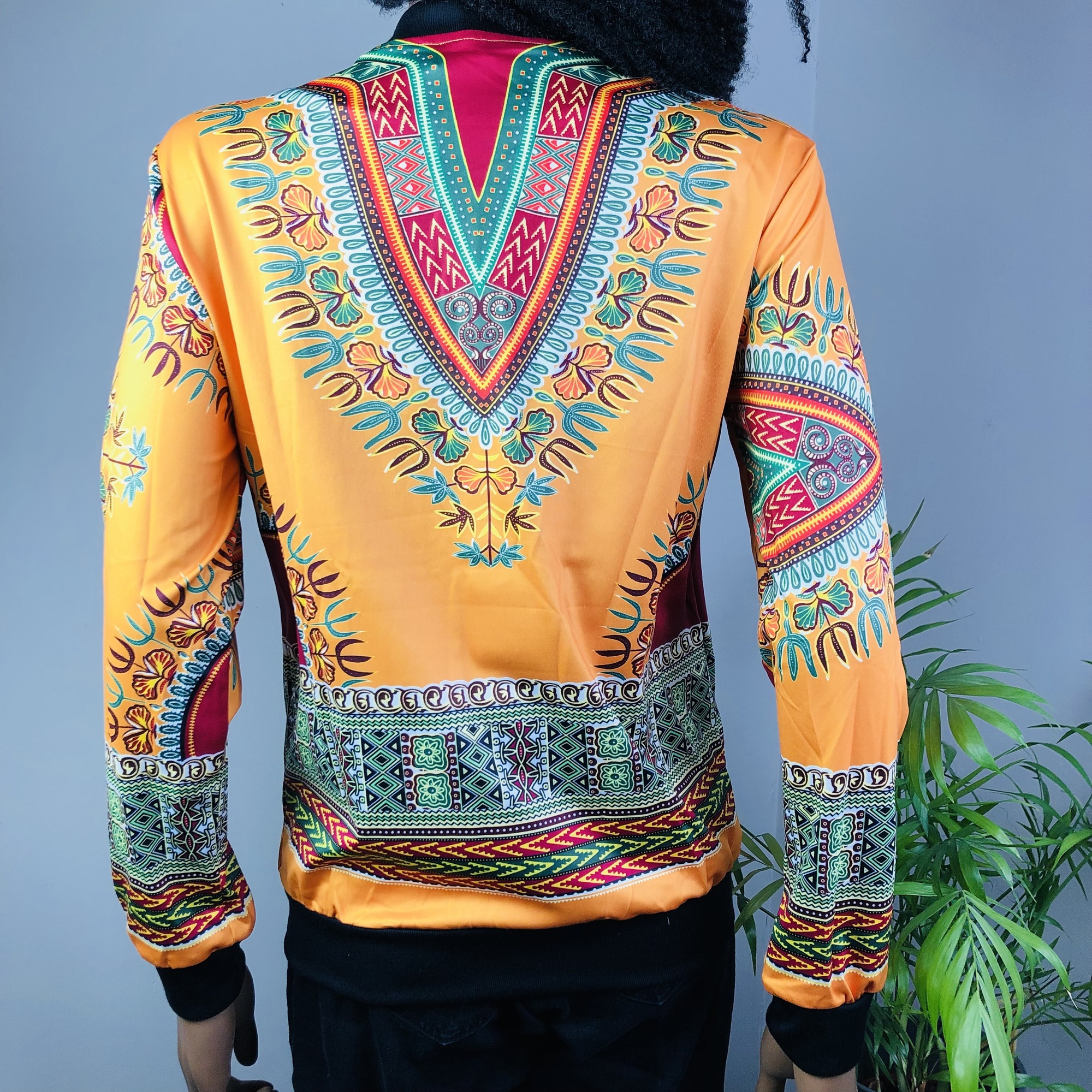 Dashiki Lightweight Bomber Jacket  - orange - Image 11