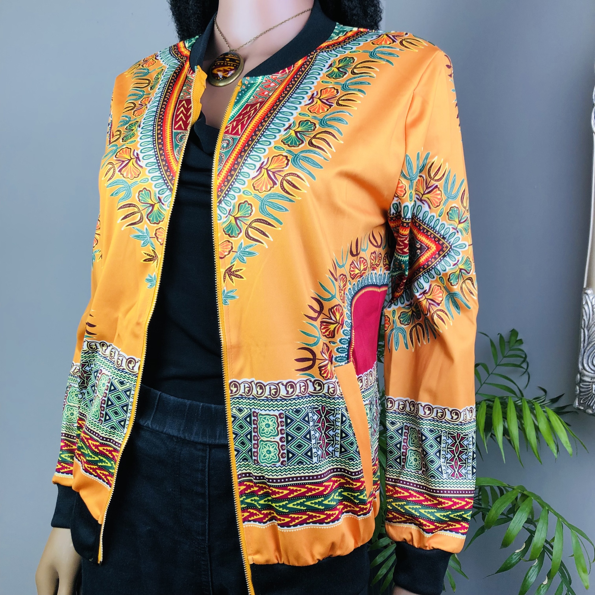 Dashiki Lightweight Bomber Jacket  - orange - Image 3