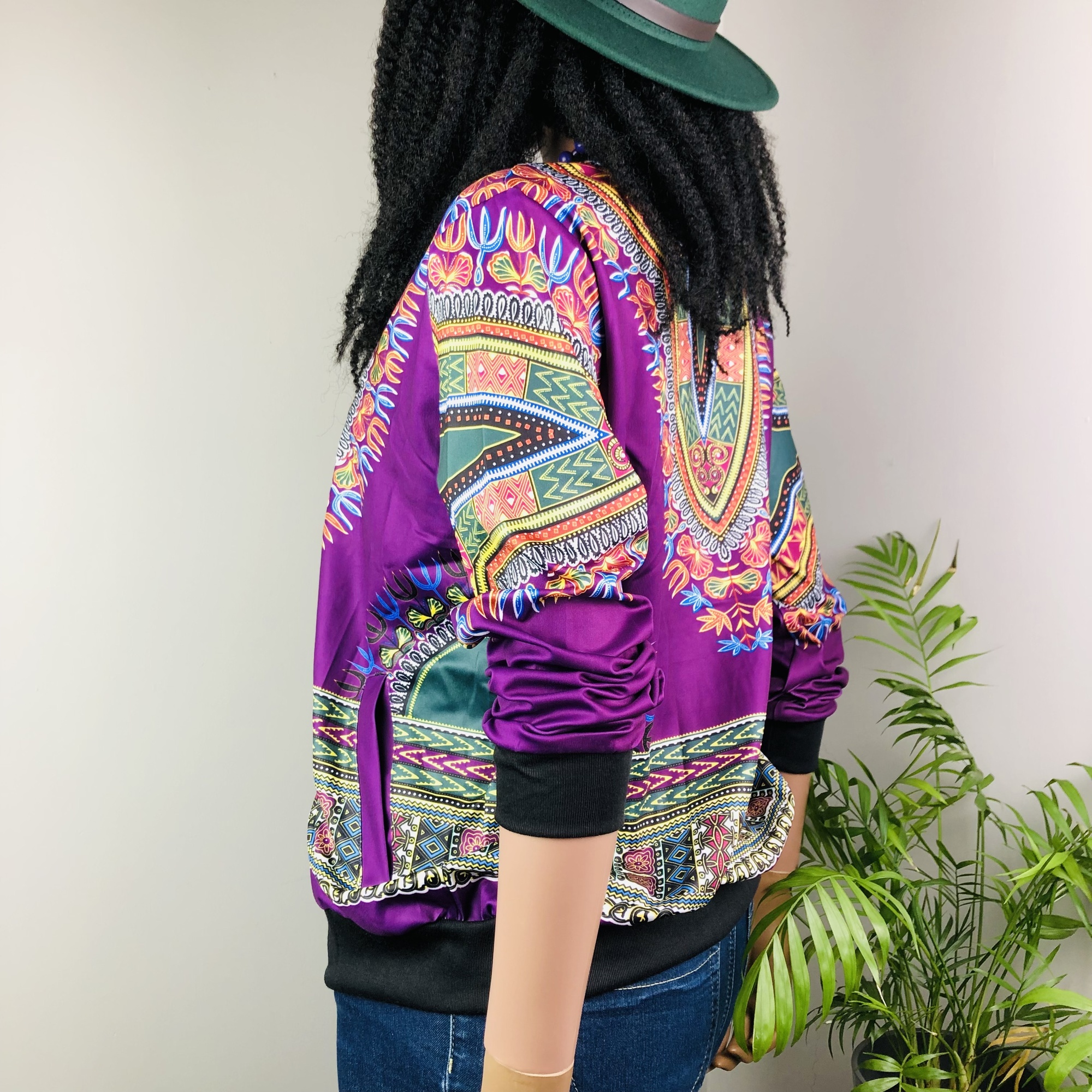 Dashiki Lightweight Bomber Jacket  - purple - Image 5