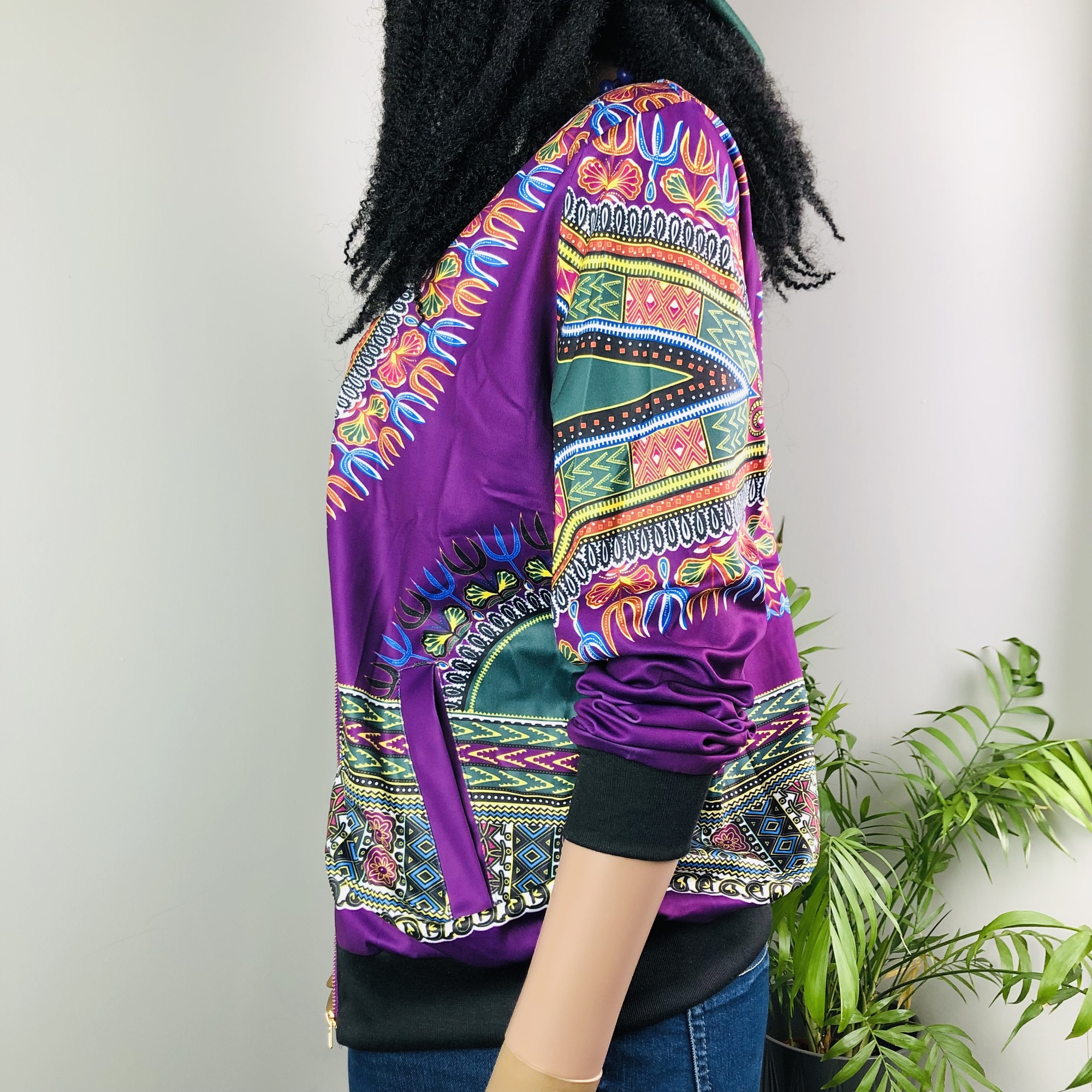 Dashiki Lightweight Bomber Jacket  - purple - Image 4