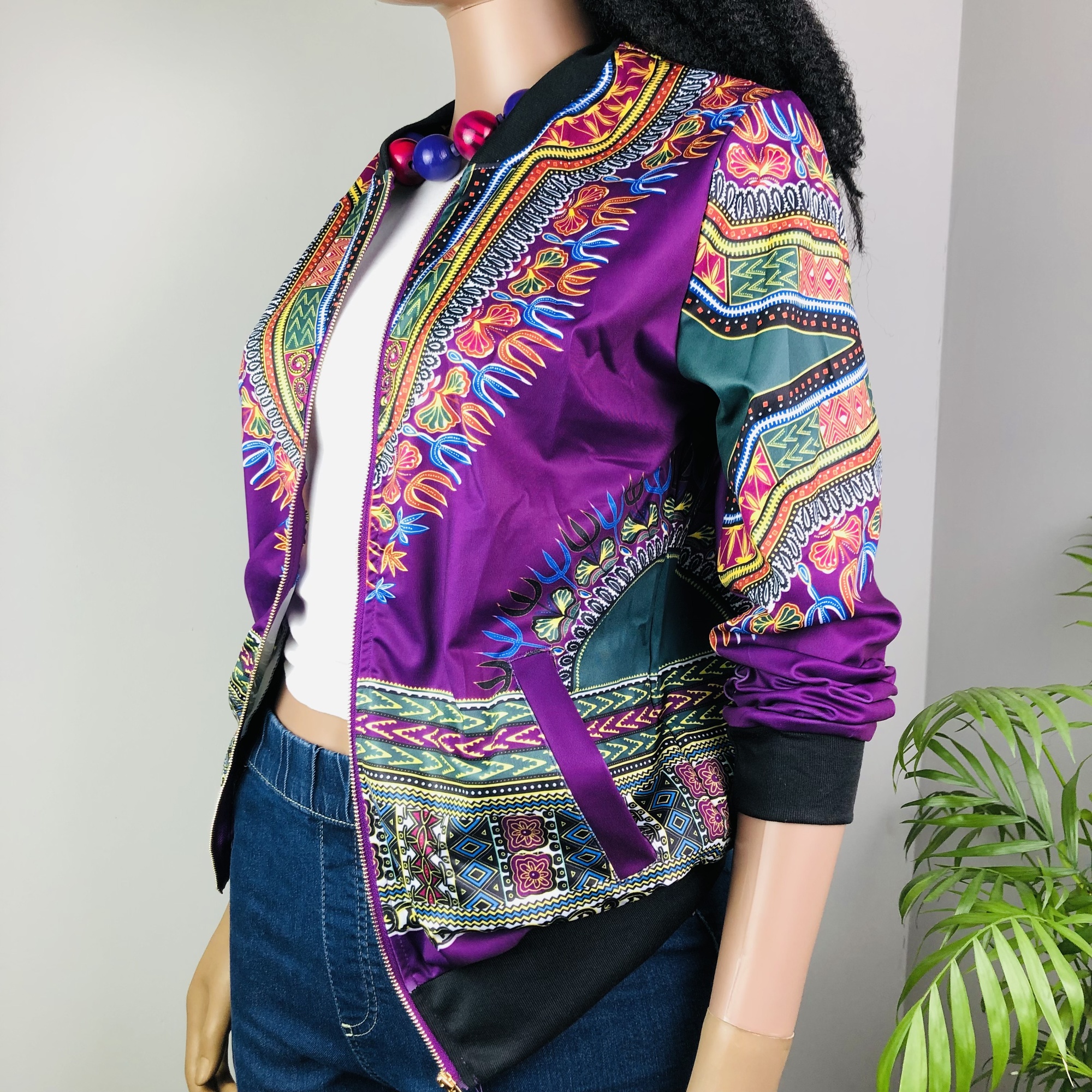 Dashiki Lightweight Bomber Jacket  - purple - Image 11