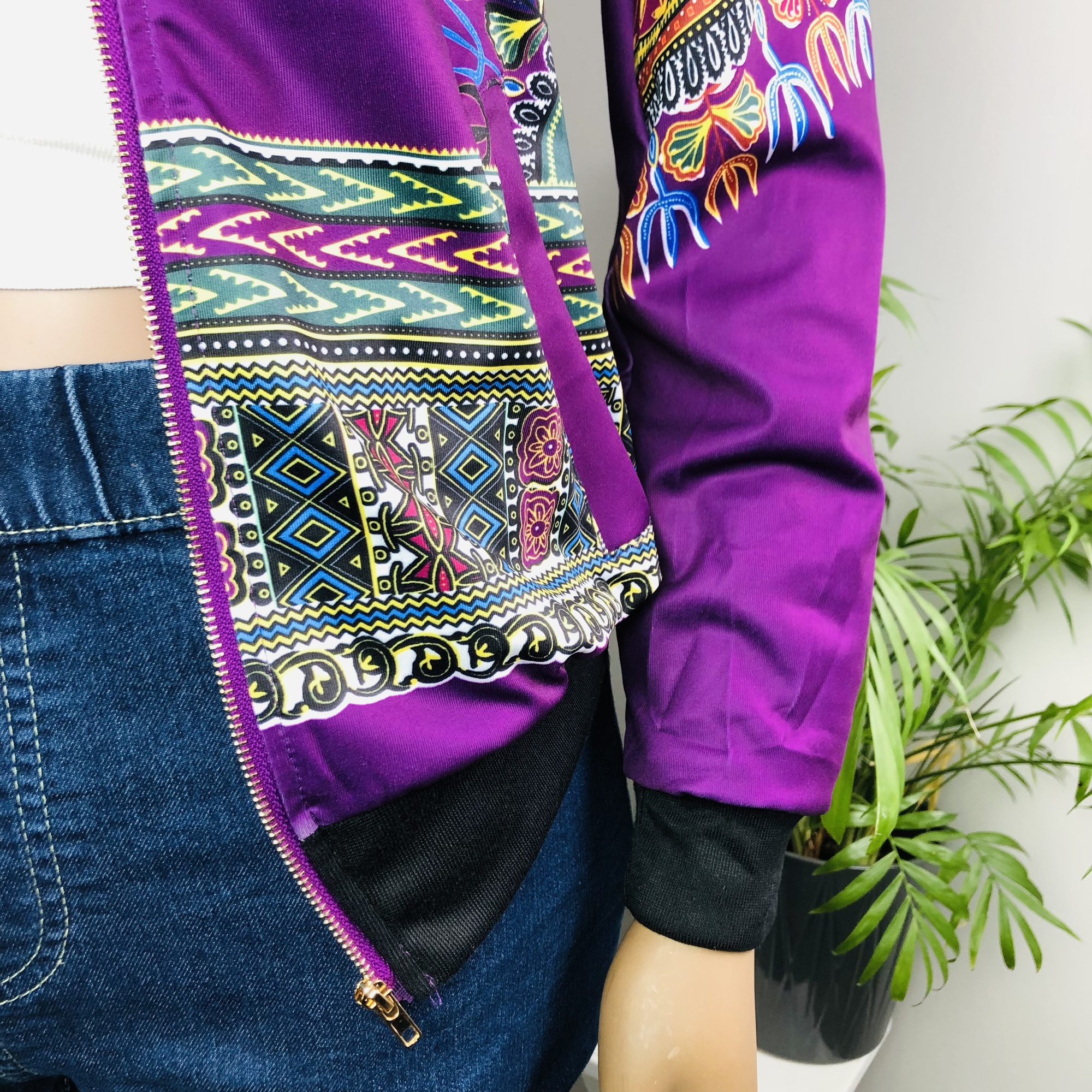 Dashiki Lightweight Bomber Jacket  - purple - Image 10