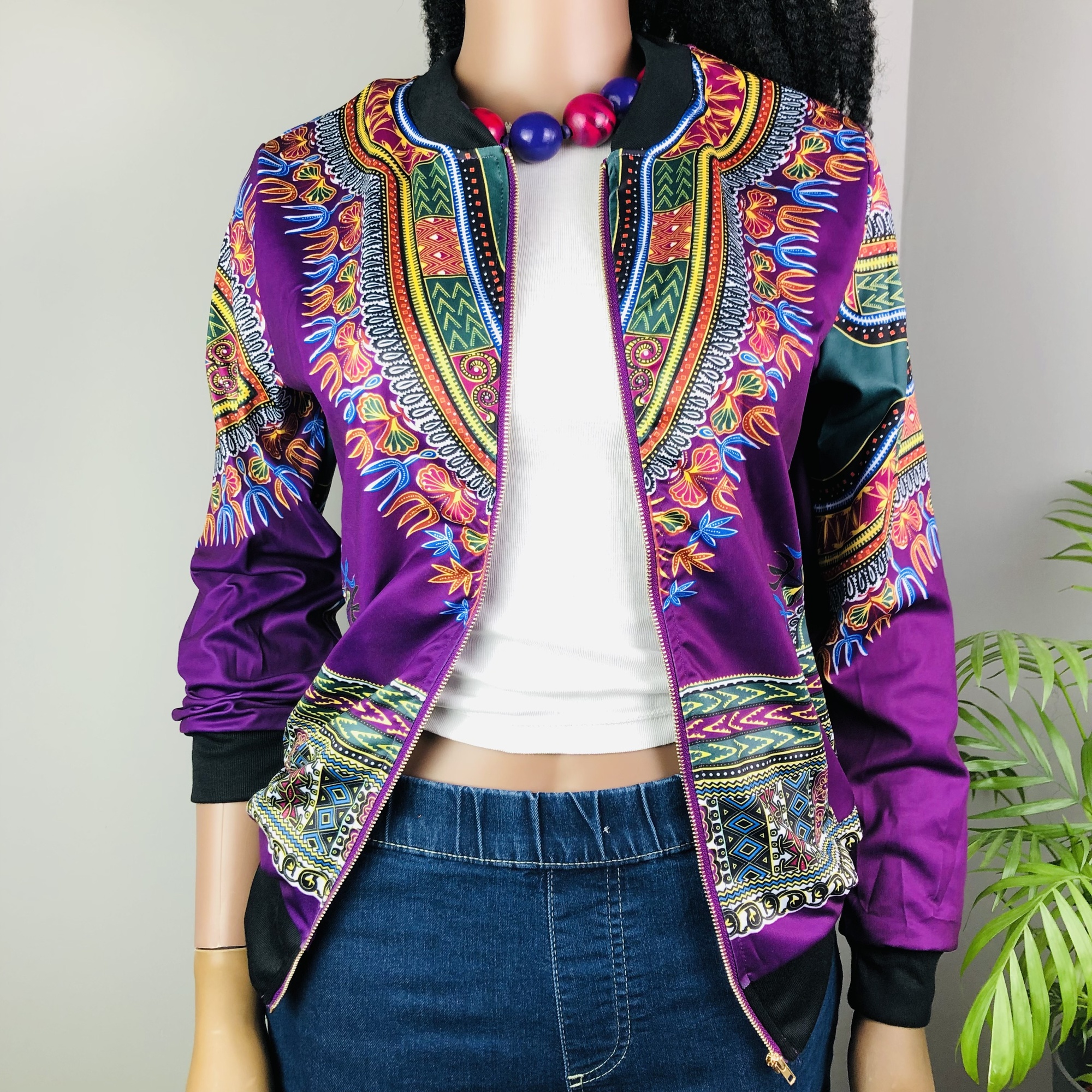 Dashiki Lightweight Bomber Jacket  - purple - Image 9