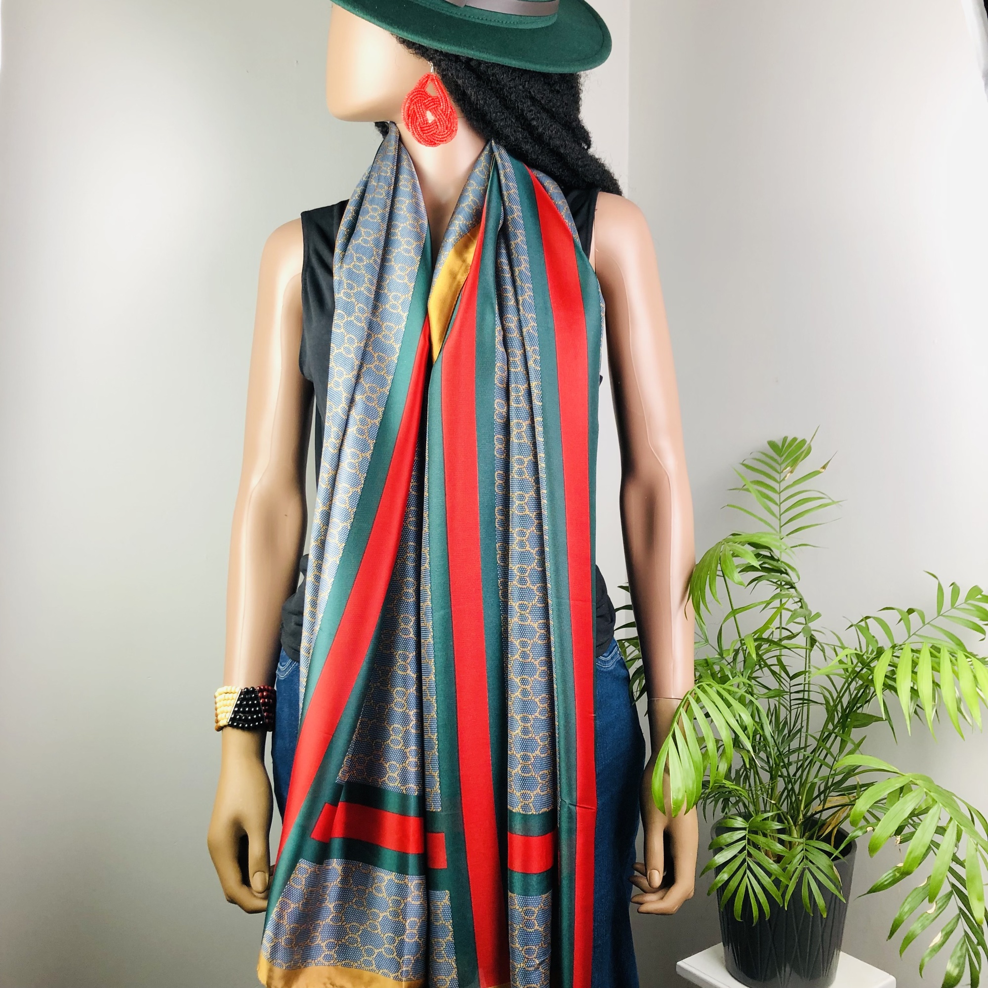 Ufulu Stripe Chain detail Jumbo Scarf - Image 5