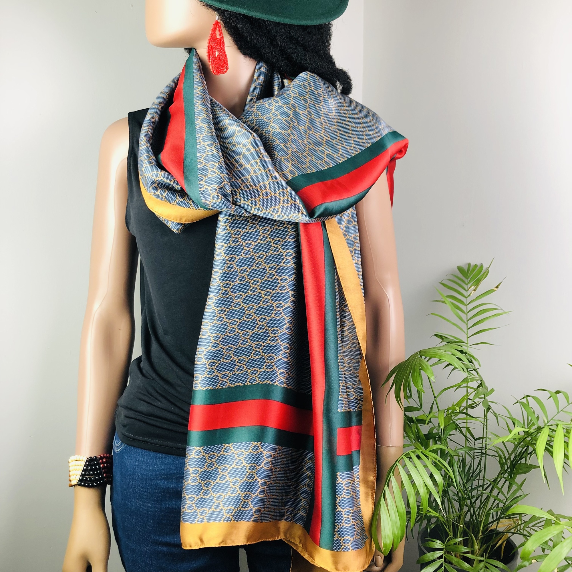 Ufulu Stripe Chain detail Jumbo Scarf - Image 4