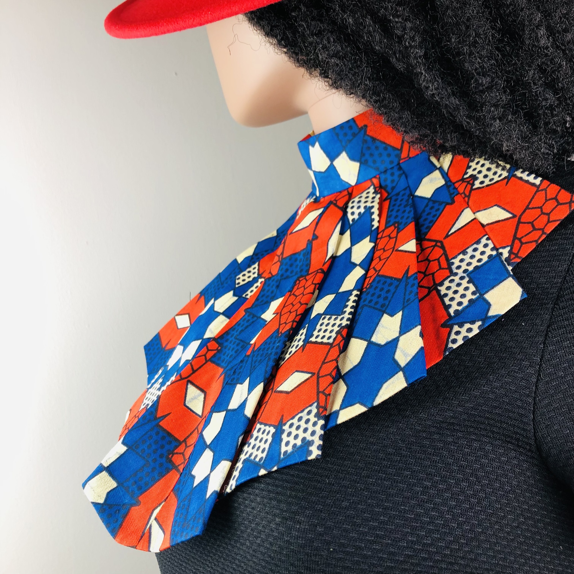 Wofiira Style-fix Ladies African Print Jabot Neckpiece - Image 3