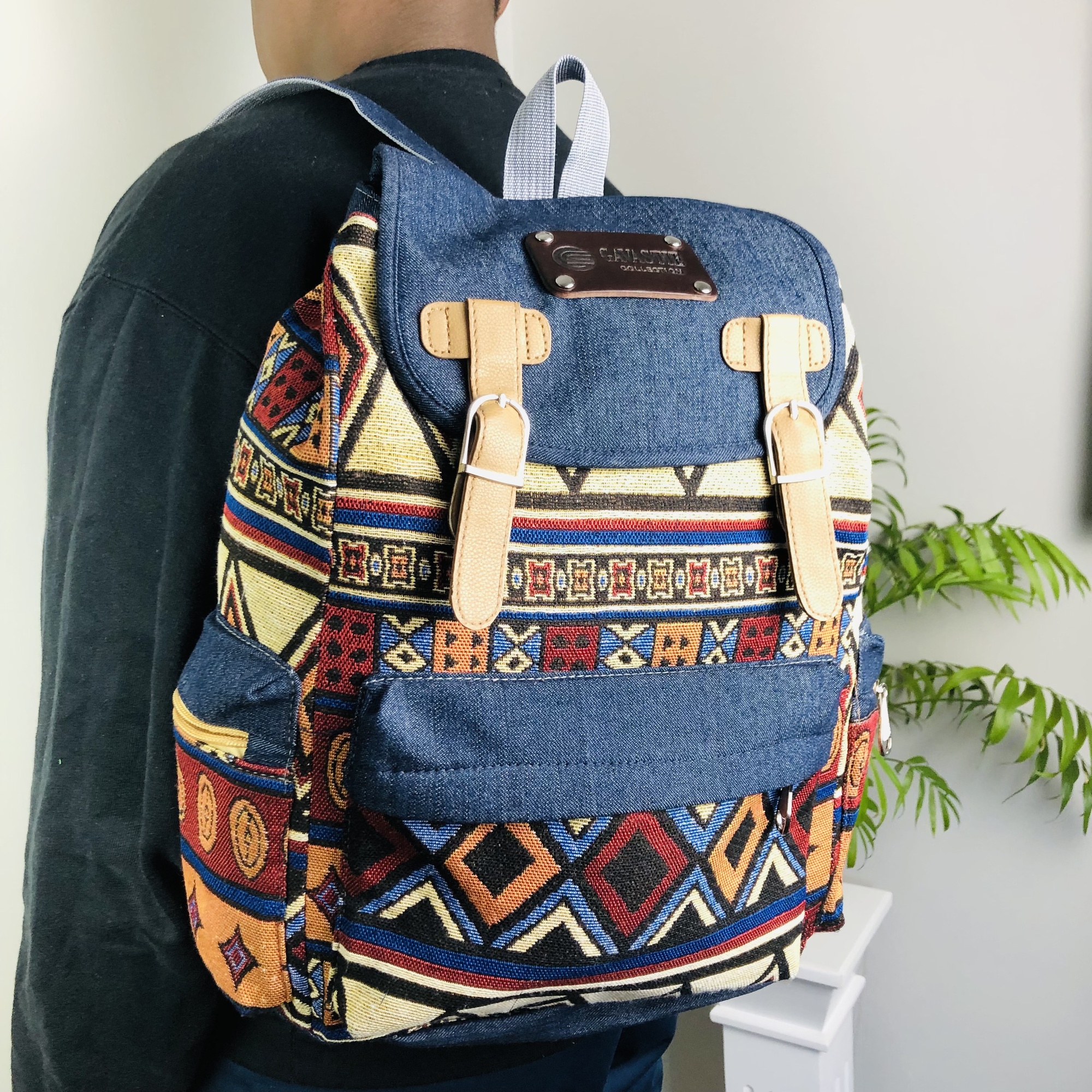 Ibwe African Print Chevron Print Backpack - Image 15