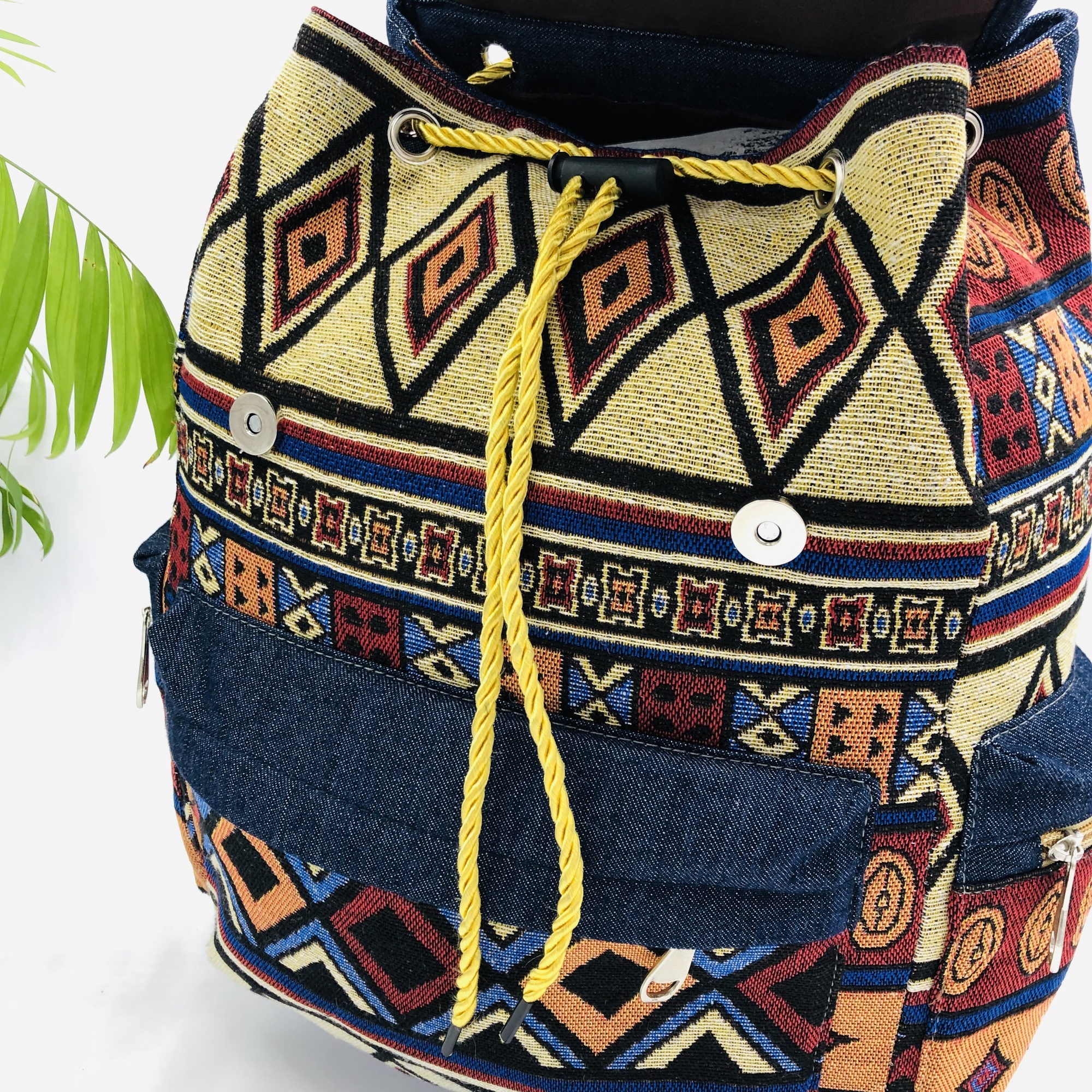 Ibwe African Print Chevron Print Backpack - Image 4