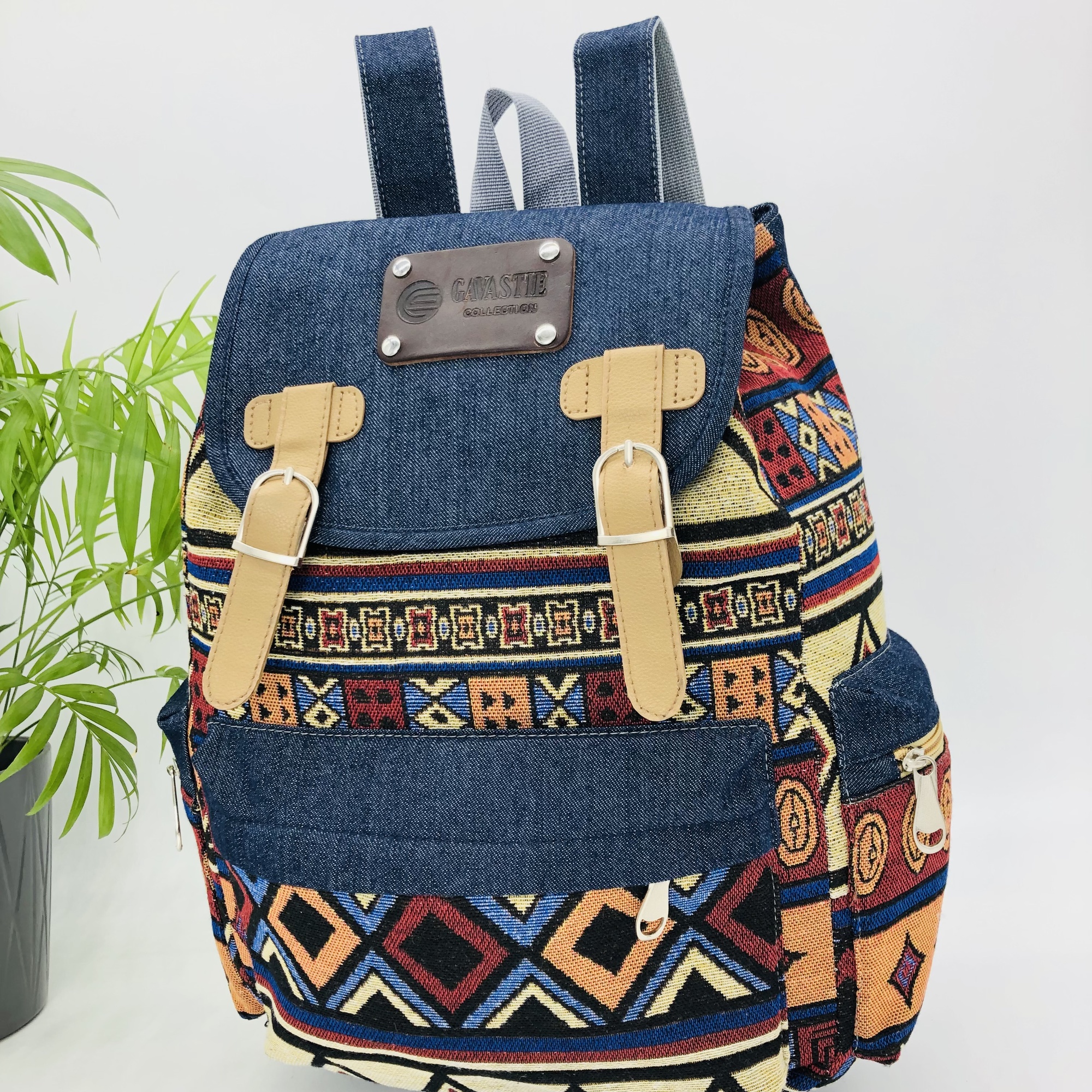 Ibwe African Print Chevron Print Backpack - Image 9