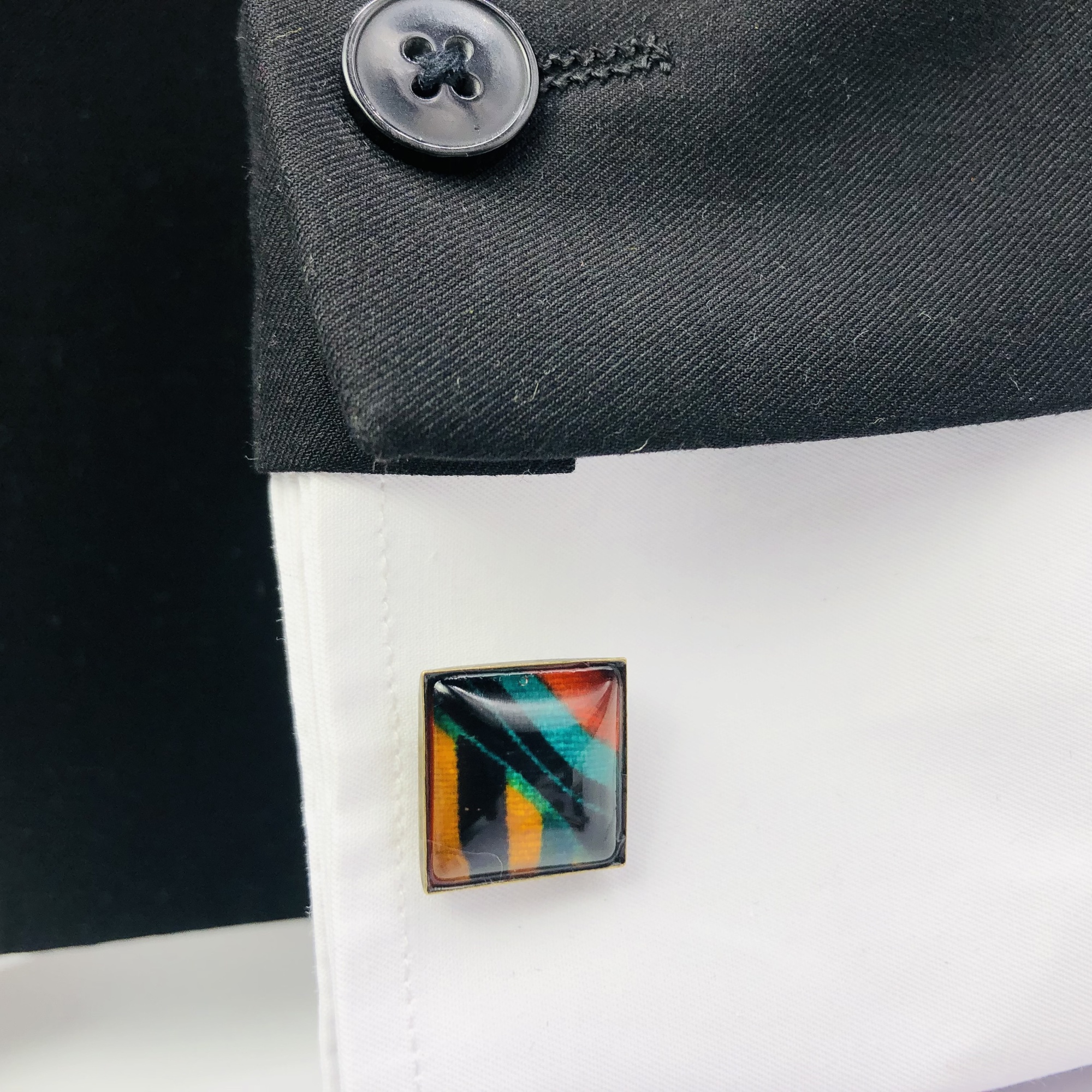 Kente 18mm Square Cufflinks - Antique Bronze - Image 4