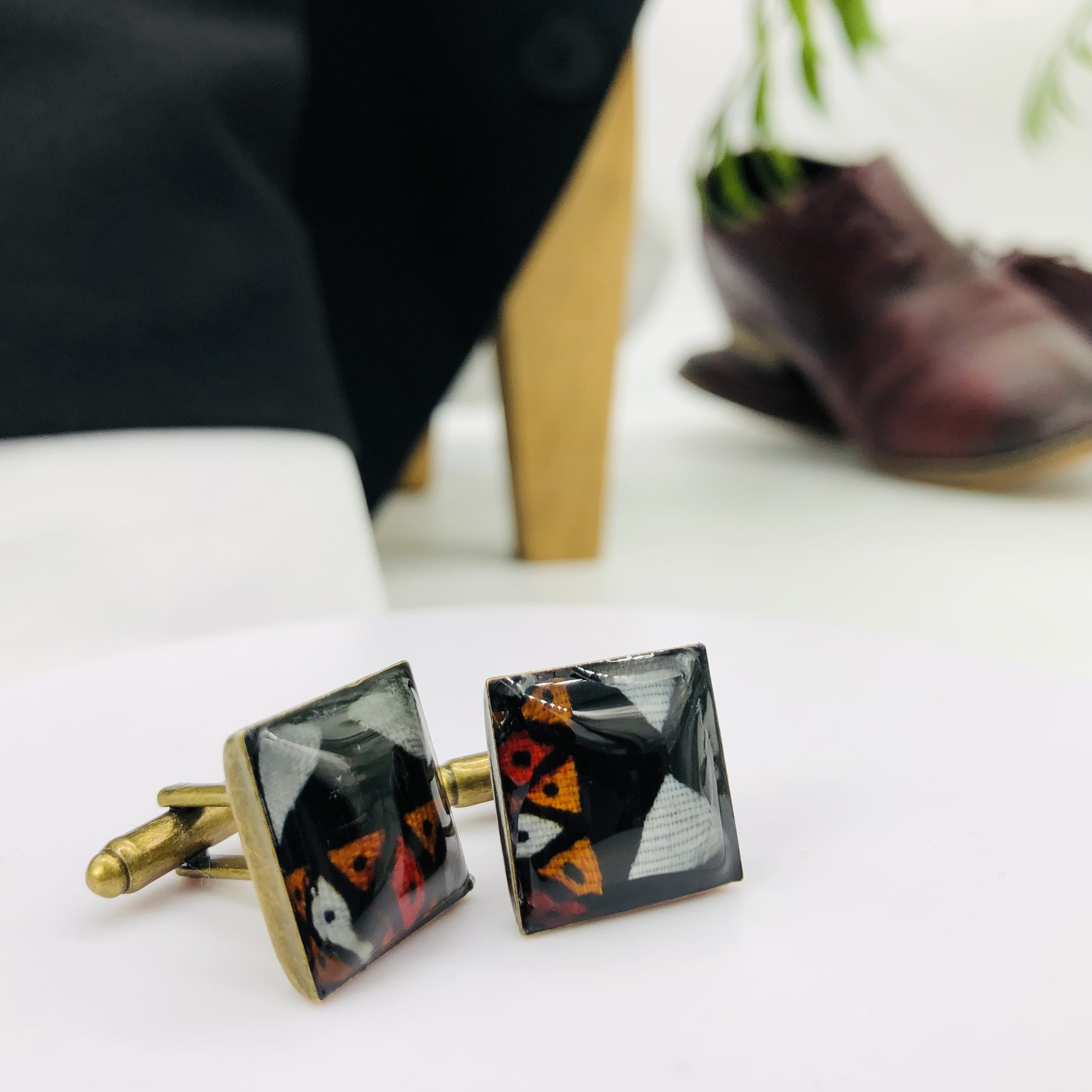 Kenterised 18mm Square Cufflinks - Antique Bronze