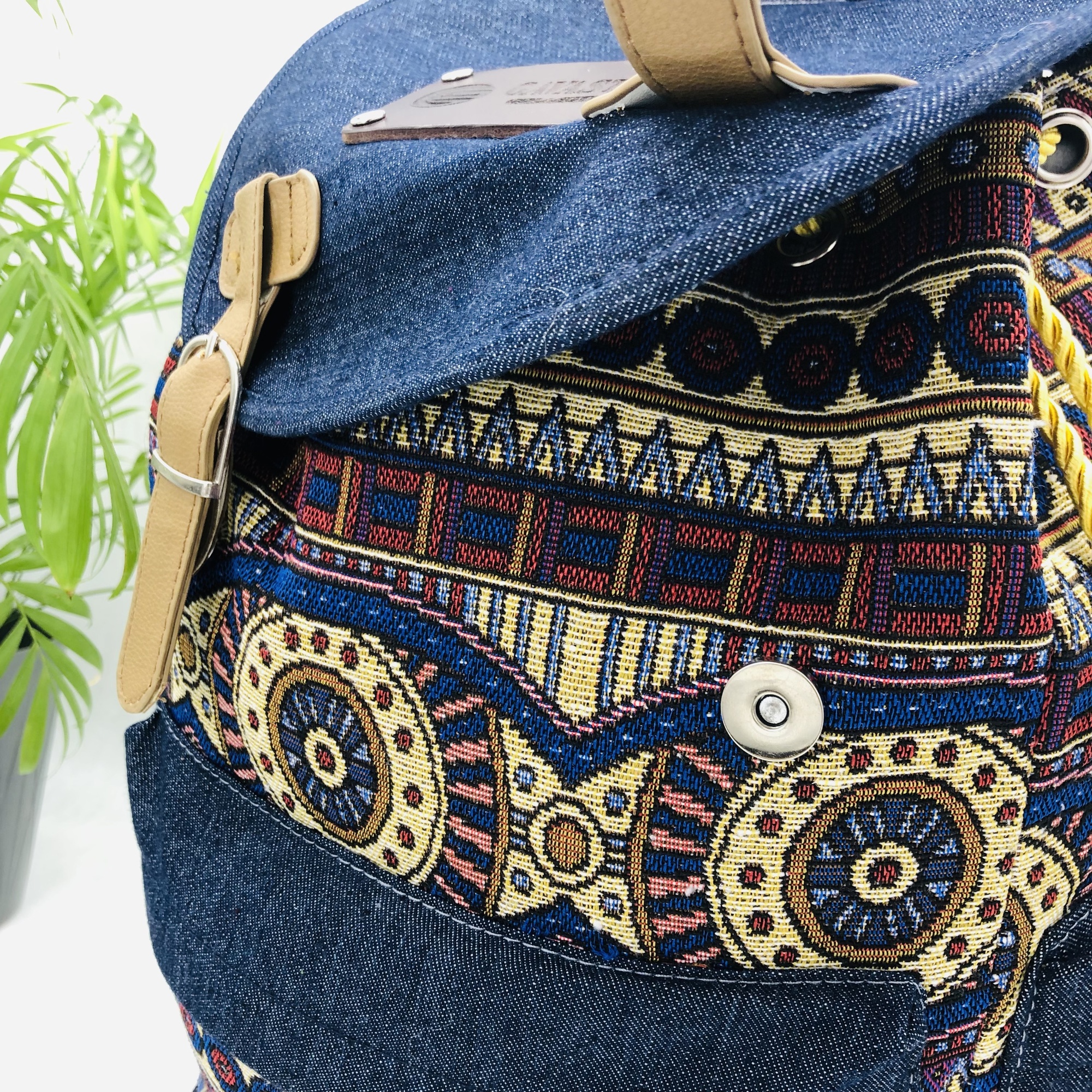 Mabwe African Print Chevron Backpack - Image 4
