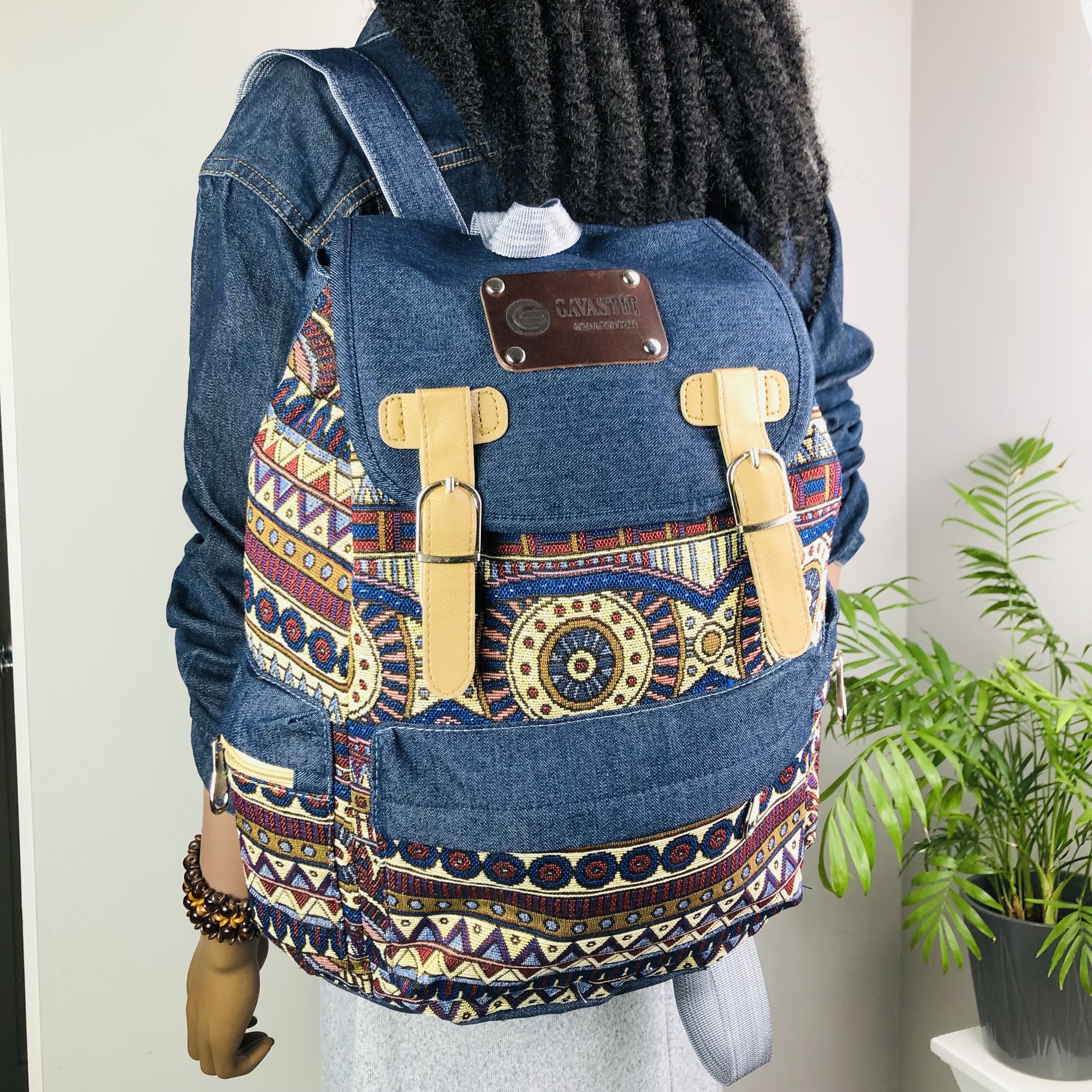 Mabwe African Print Chevron Backpack - Image 10