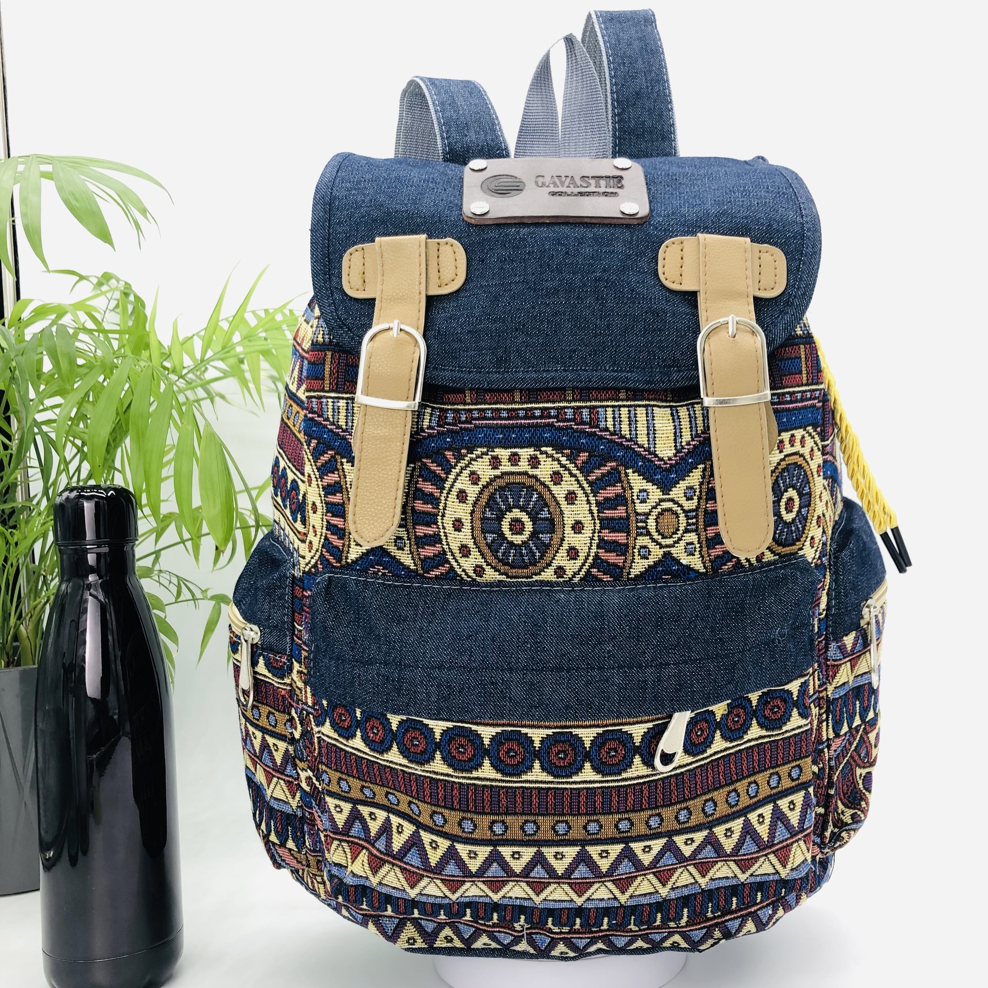 Mabwe African Print Chevron Backpack - Image 5