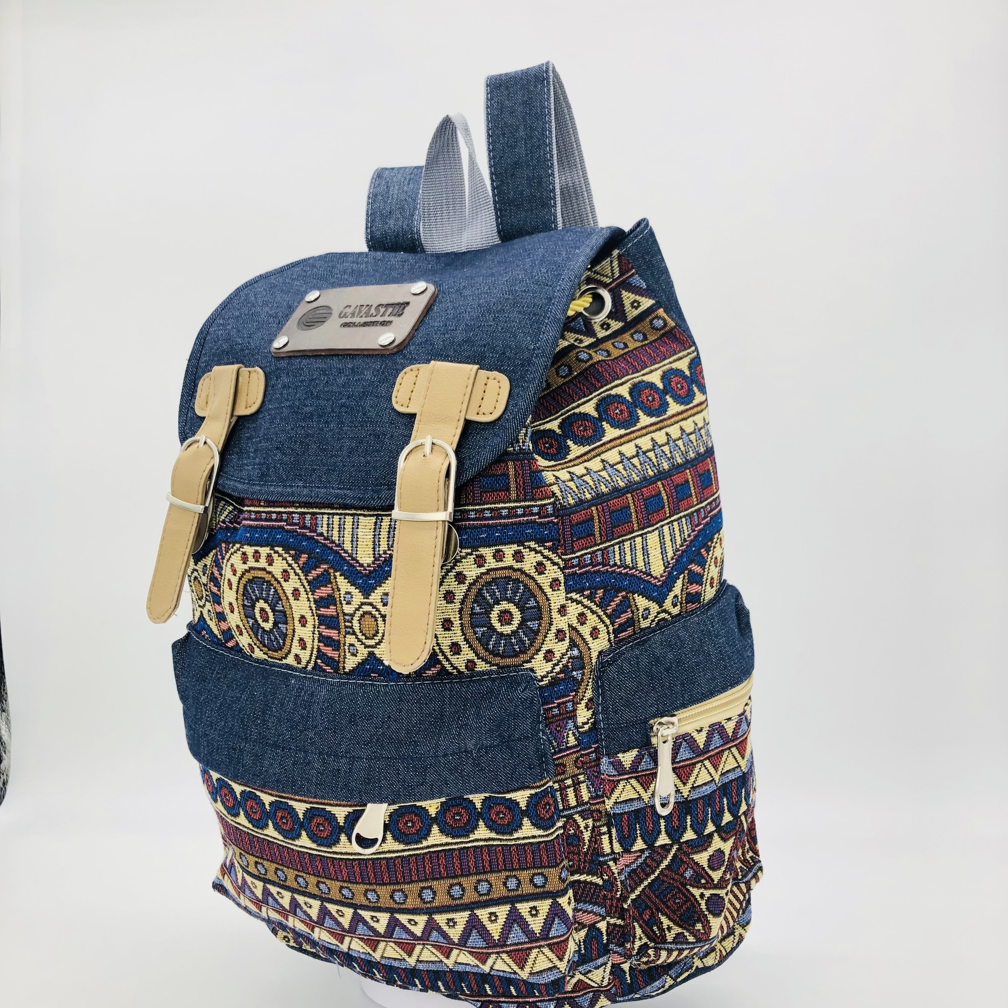 Mabwe African Print Chevron Backpack