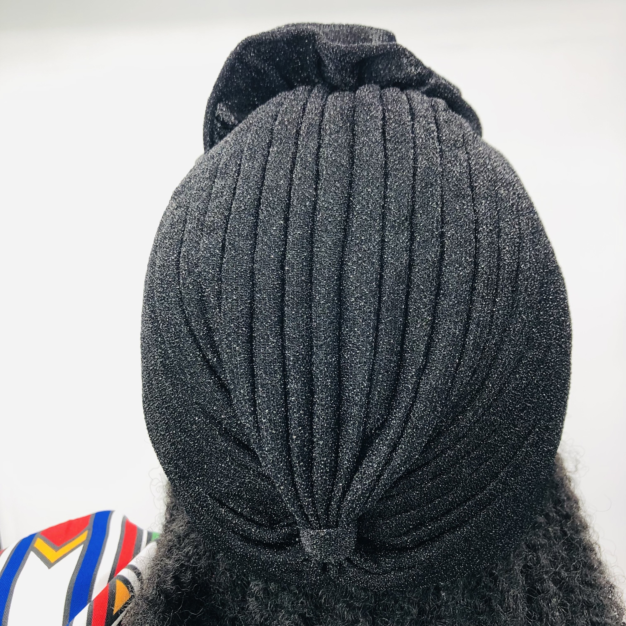 Ruva ready-tied shimmer headwrap - black - Image 6
