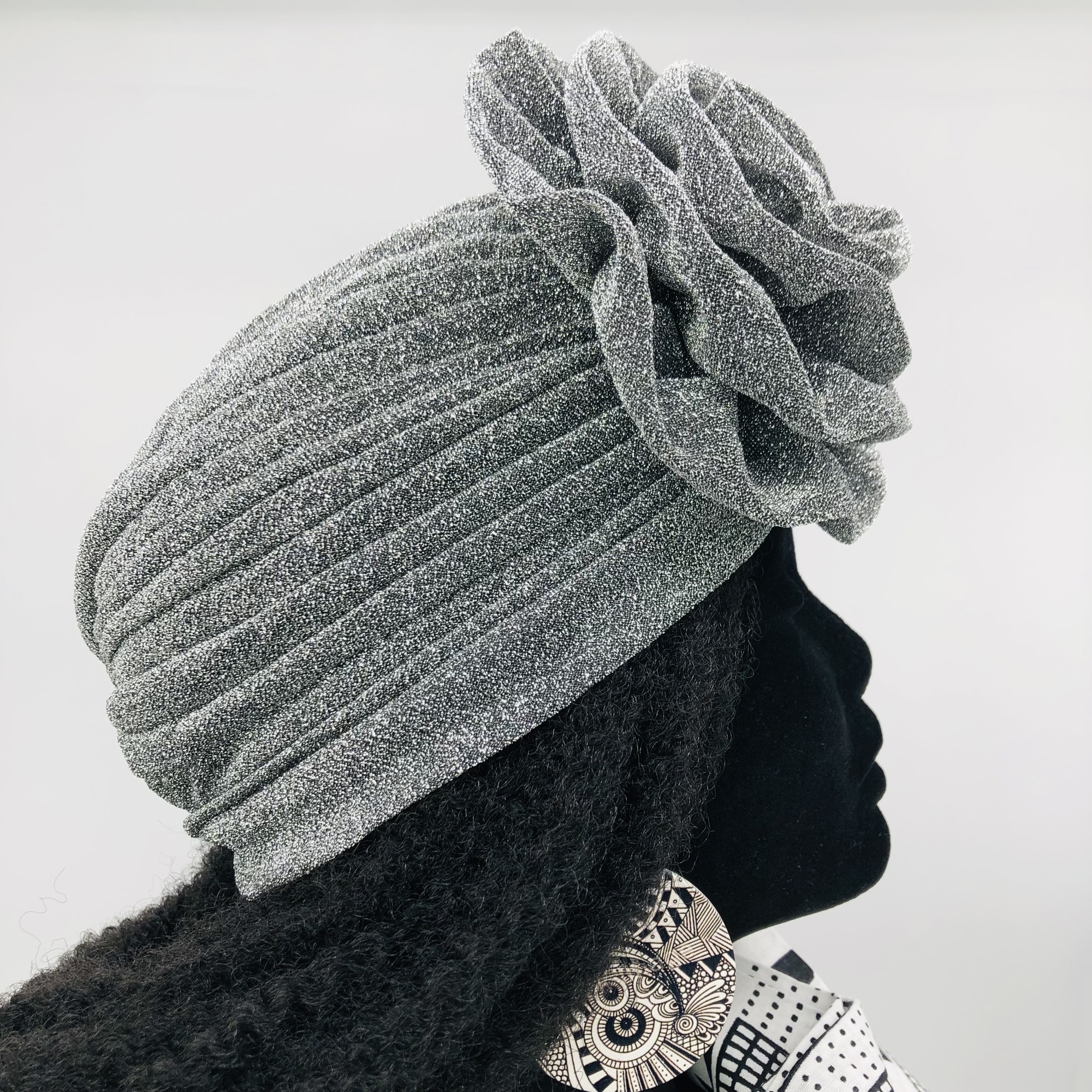 Ruva ready-tied shimmer headwrap - charcoal grey - Image 5