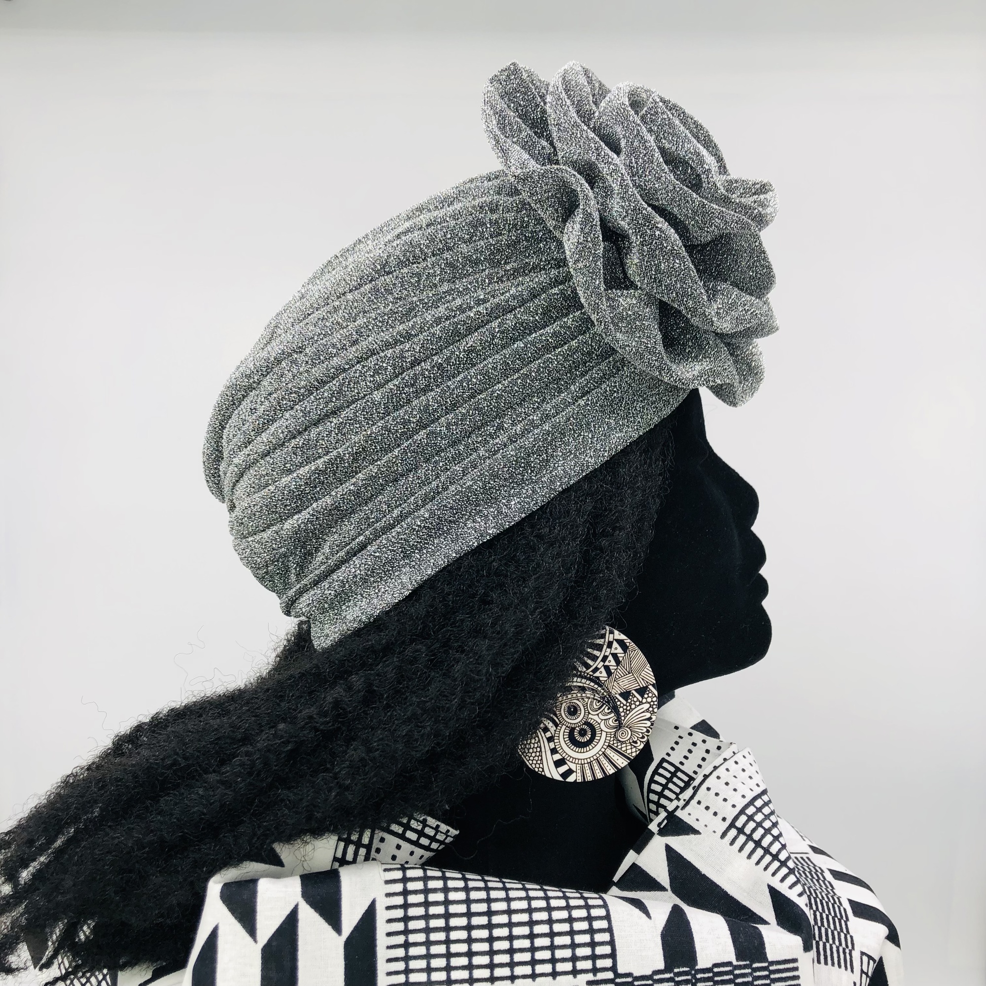 Ruva ready-tied shimmer headwrap - charcoal grey - Image 6