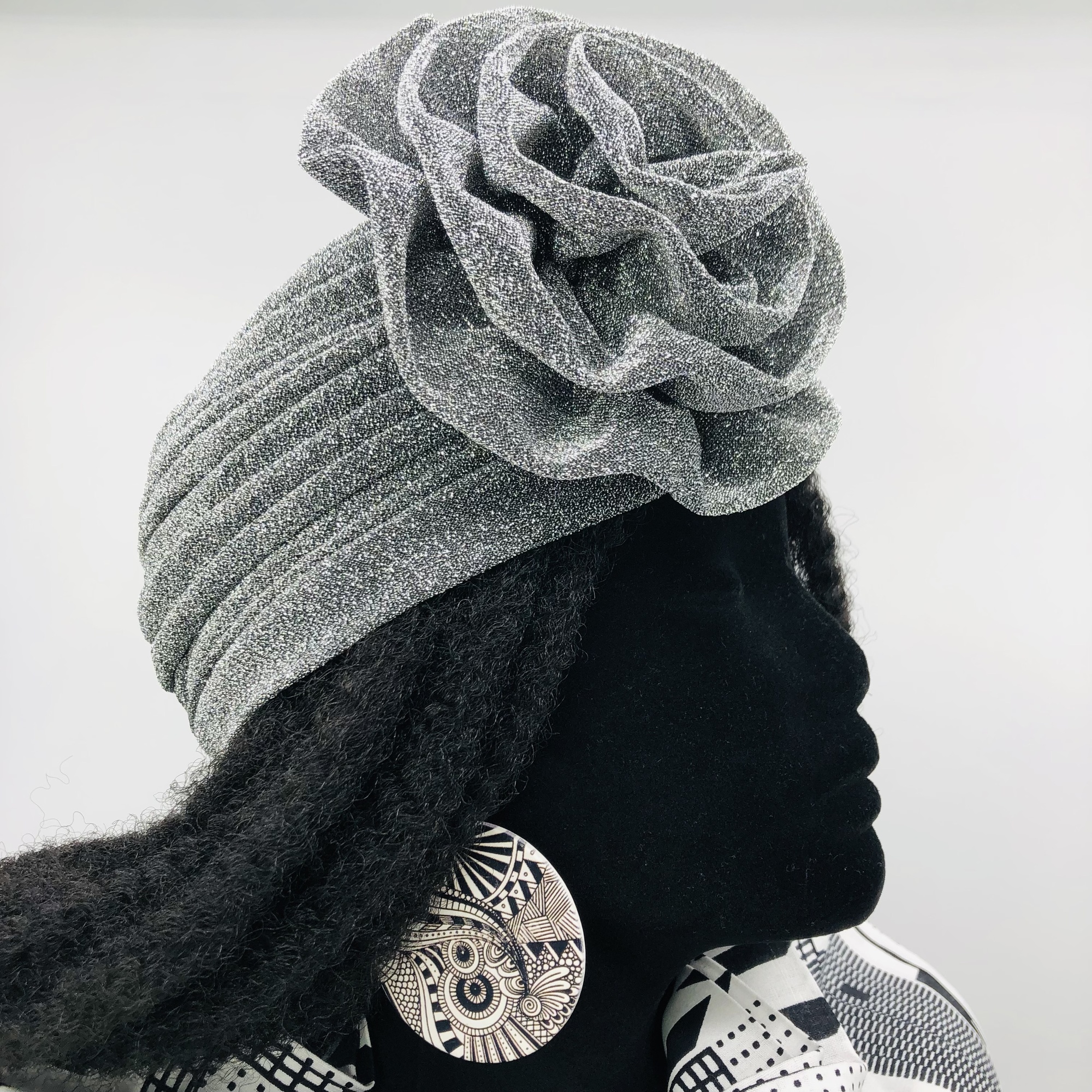 Ruva ready-tied shimmer headwrap - charcoal grey
