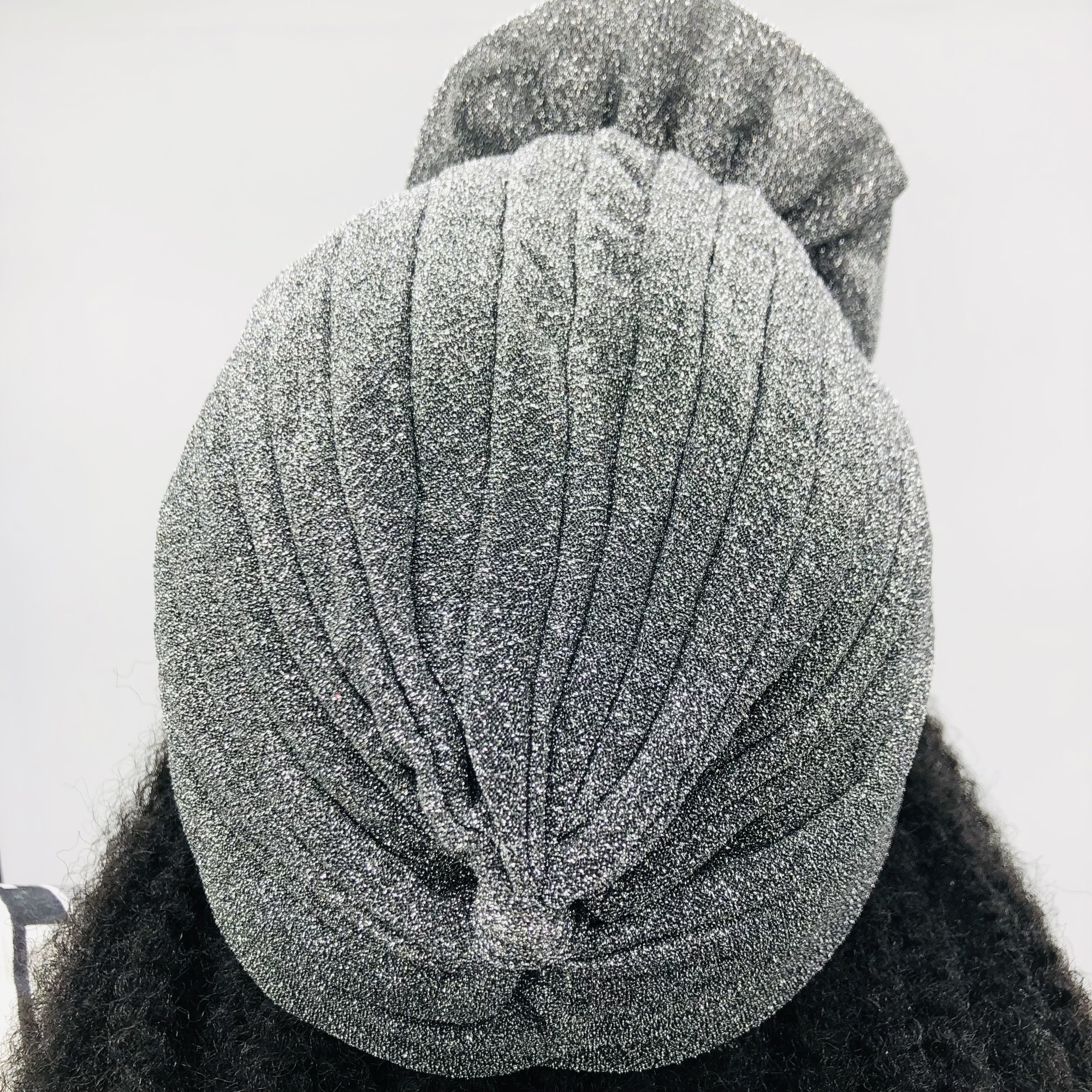 Ruva ready-tied shimmer headwrap - charcoal grey - Image 4