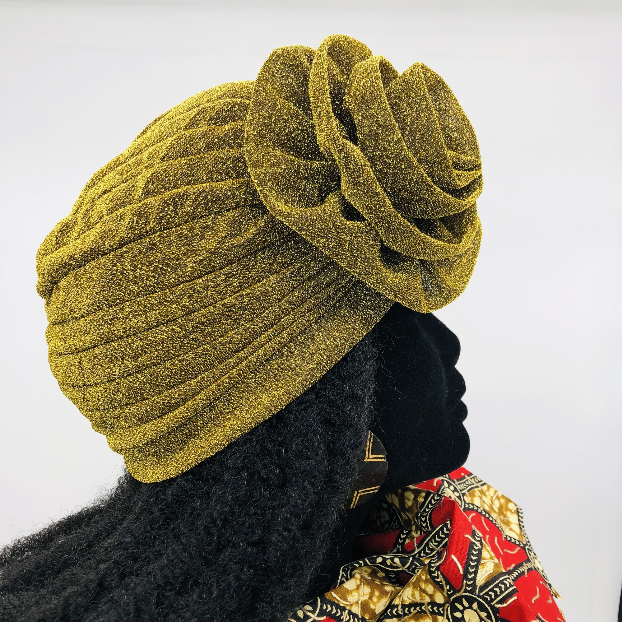 Ruva ready-tied shimmer headwrap - gold - Image 6